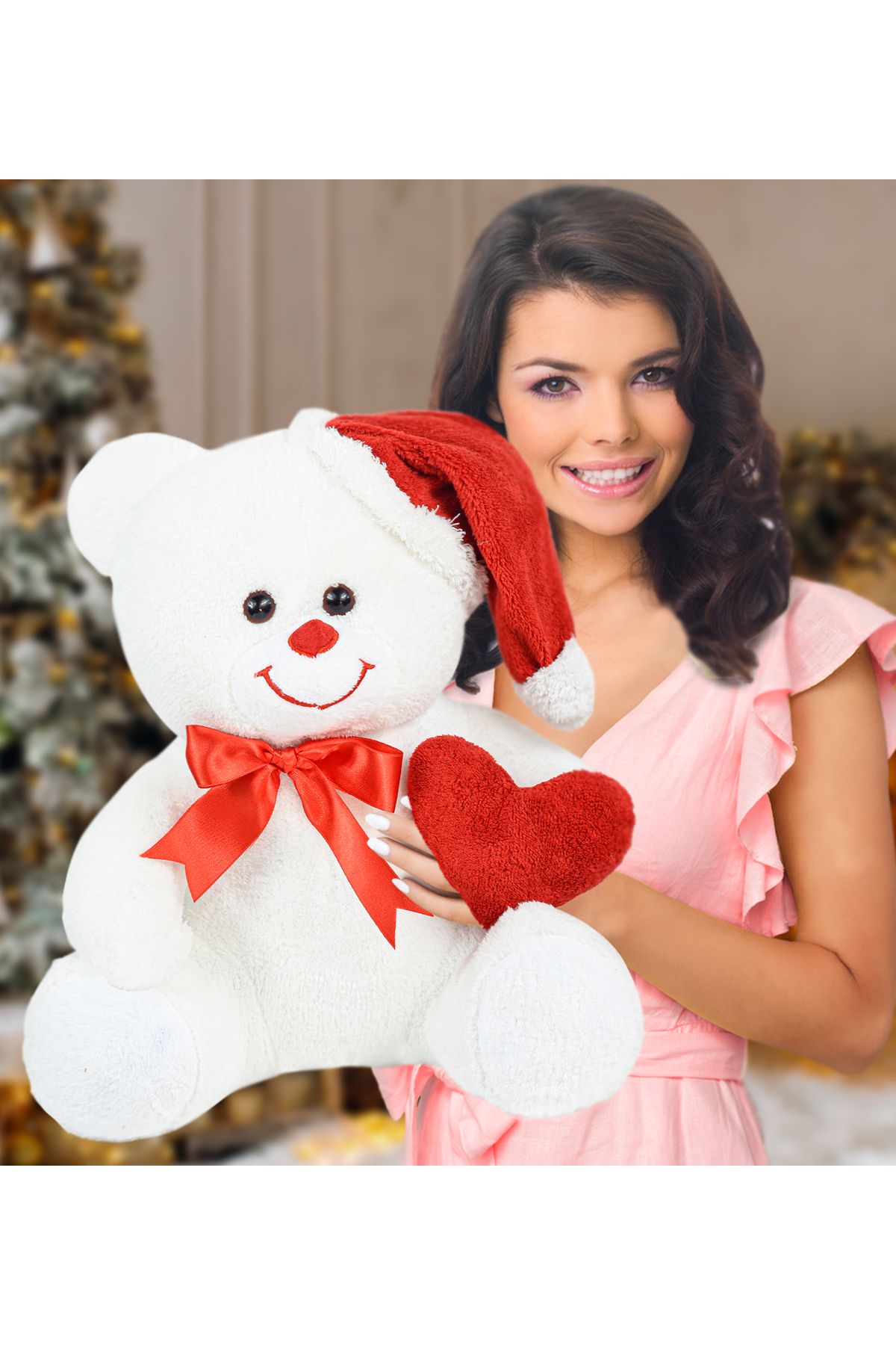Özgüner Oyuncak Noel Şapkalı Pelüş Ayıcık Yeni Yıl ,yılbaşı Hediyesi