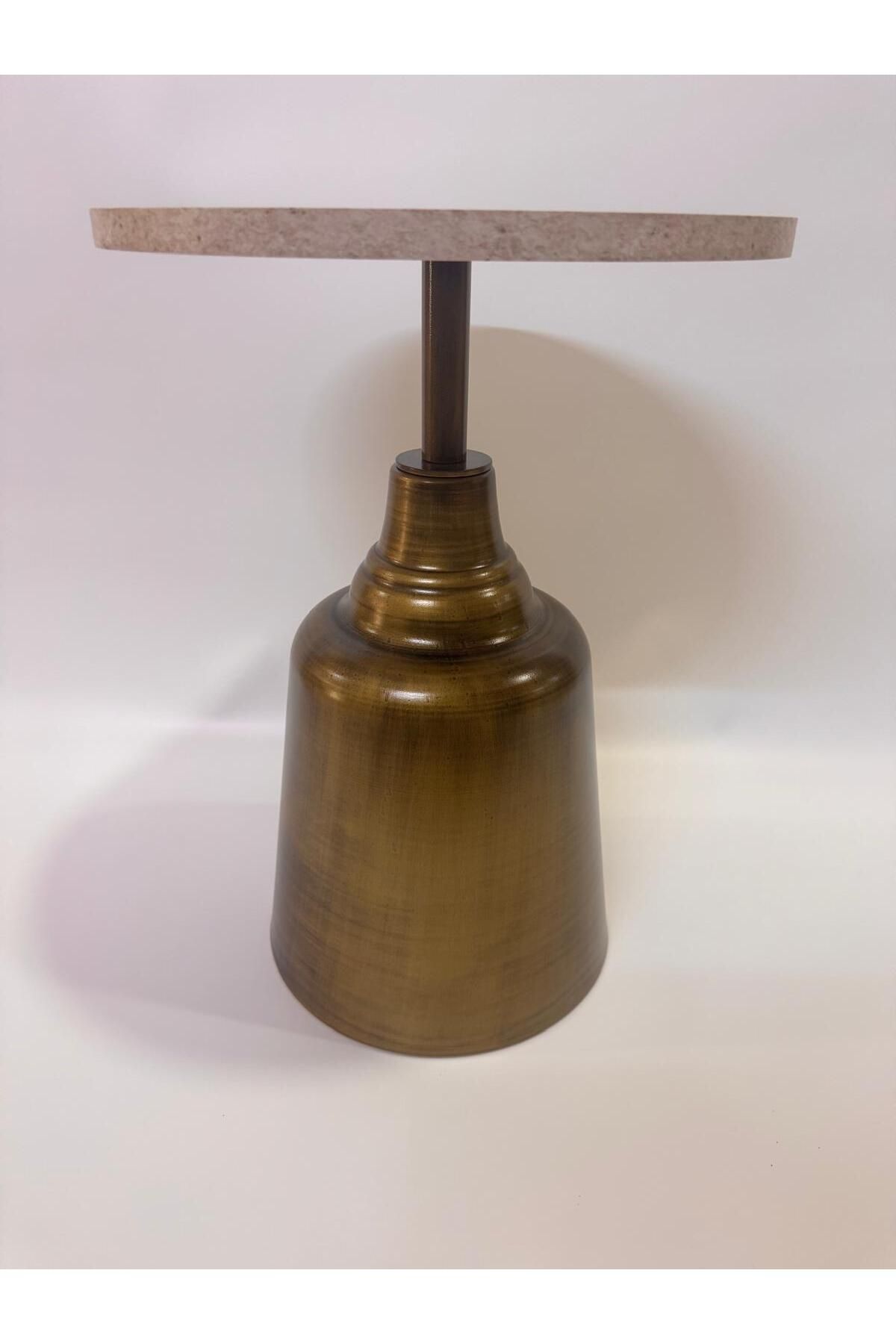 Nils Aksesuar Official Tesla Gold Eskitme 52cm Yan Sehpa 18mm Traverten Mdf
