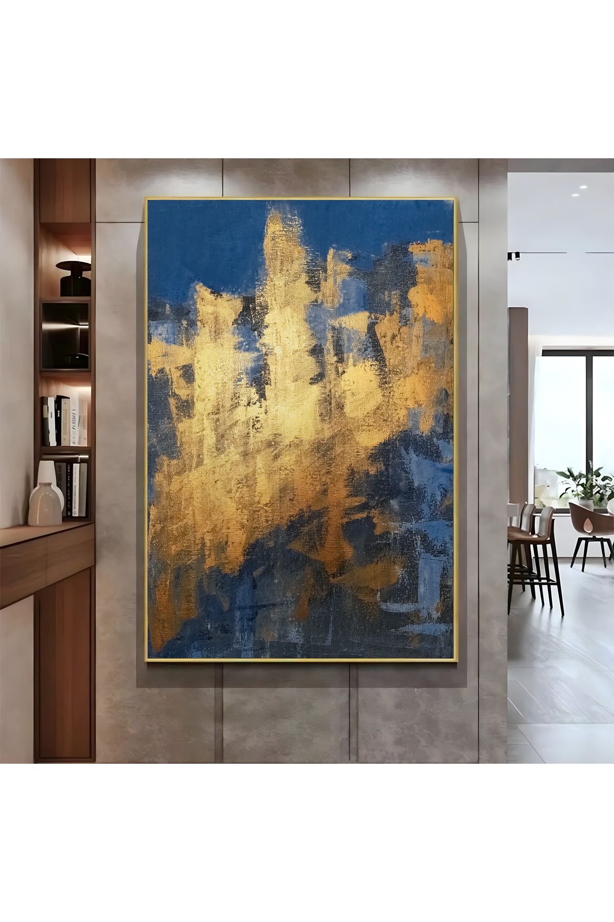 Harikabirev HARİKABİREV|LACİVERT GOLD SOYUT MODEL ( CKD-052) |ÇERÇEVELİ KANVAS TABLO CKDİKEY