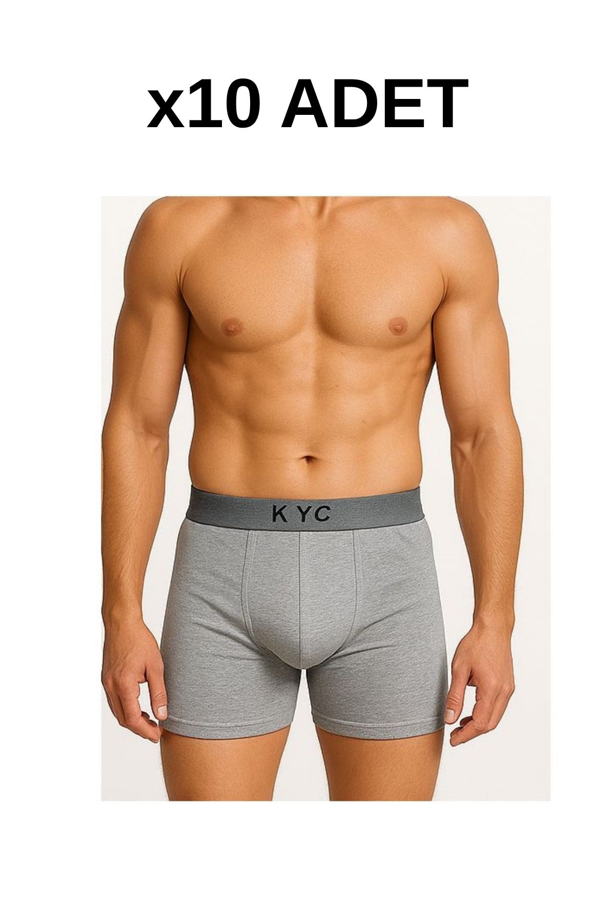Kyc Shopping 10 Adet Gri Likralı Pamuklu Boxer