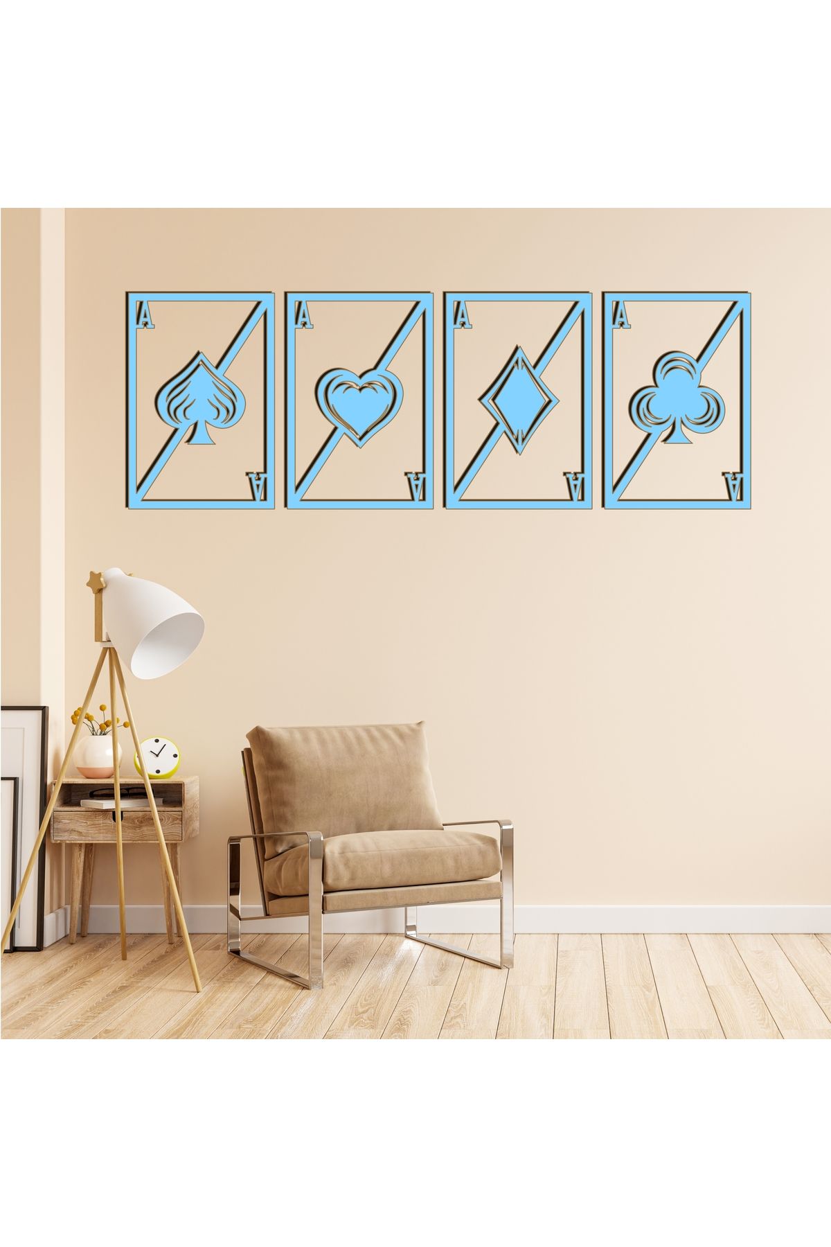 Grand Fine Art Çerçeve Görünümlü Üç Parça Renkli MDF Tablo İskambil