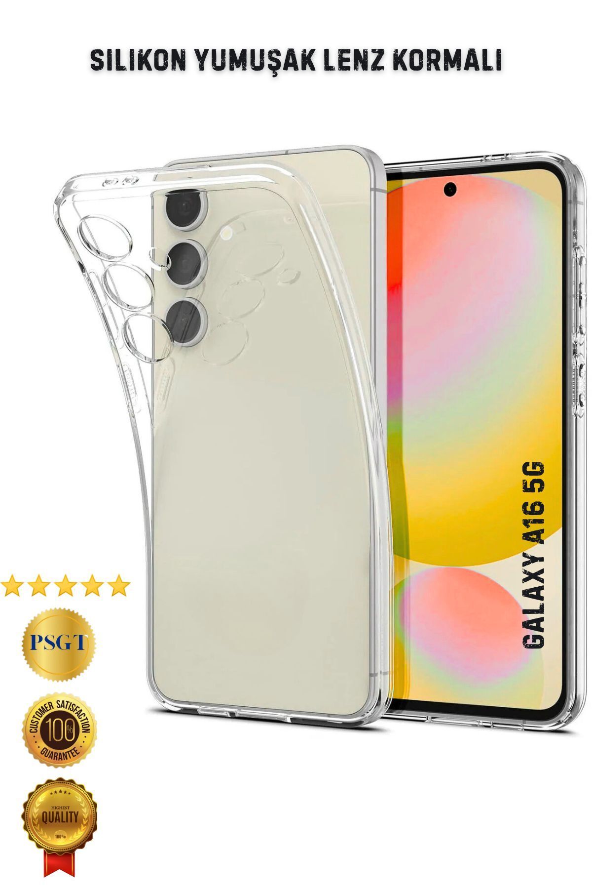 PSGT samsung ( A16 5G ) Uyumlu Kılıf Transparent Soft Şeffaf Lenz korumali