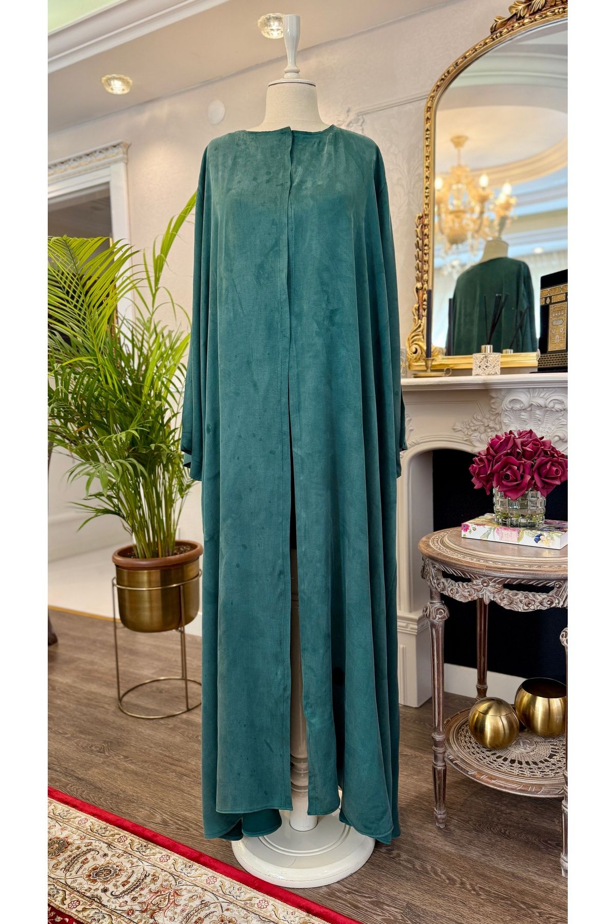BukrinaCo İpek kupra yeşil tesettür abaya