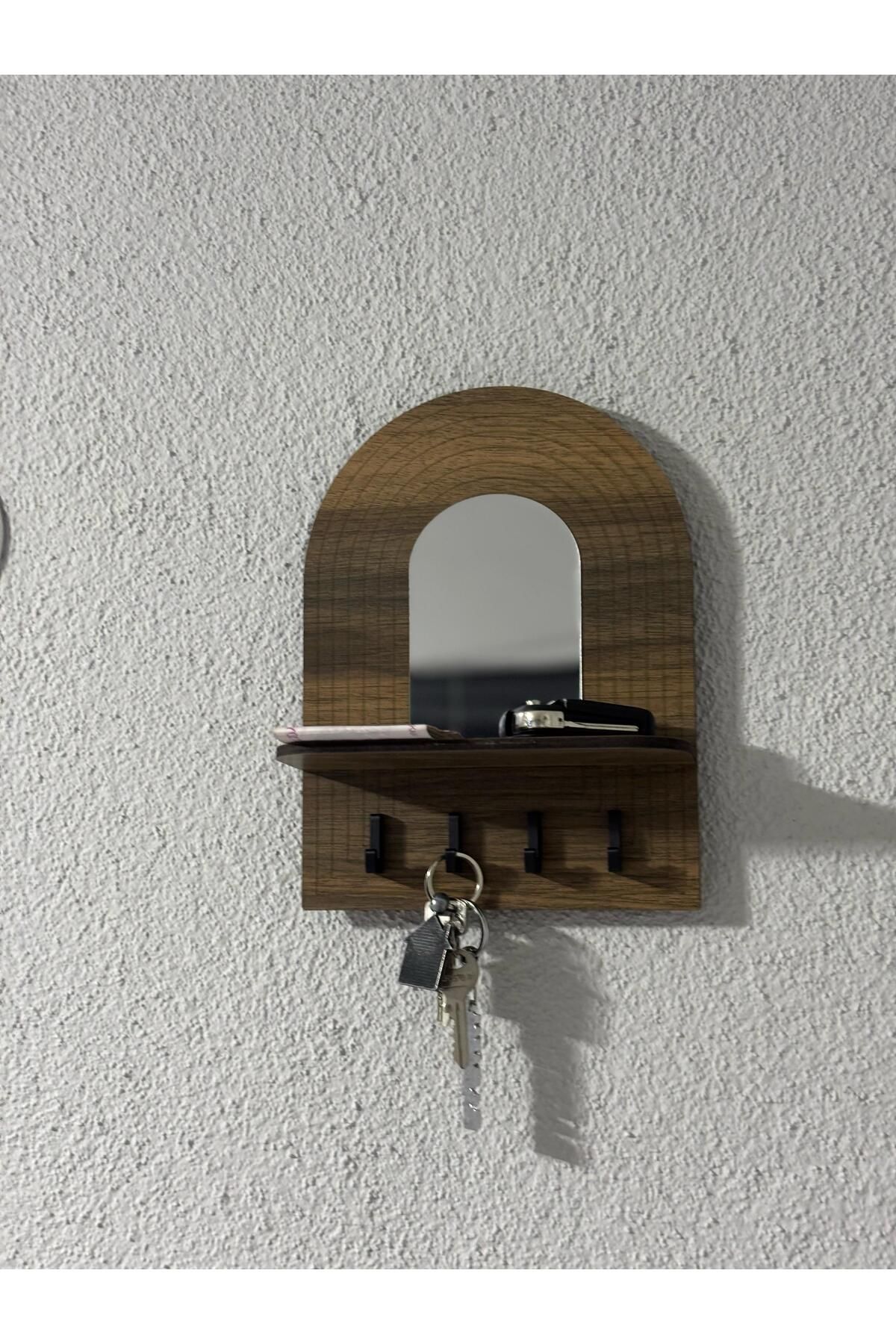 Nixar Desing Minimal Dekoratif Ahşap Anahtarlık ve Duvar Rafı, Anahtarlık Askılığı, Duvar Rafı