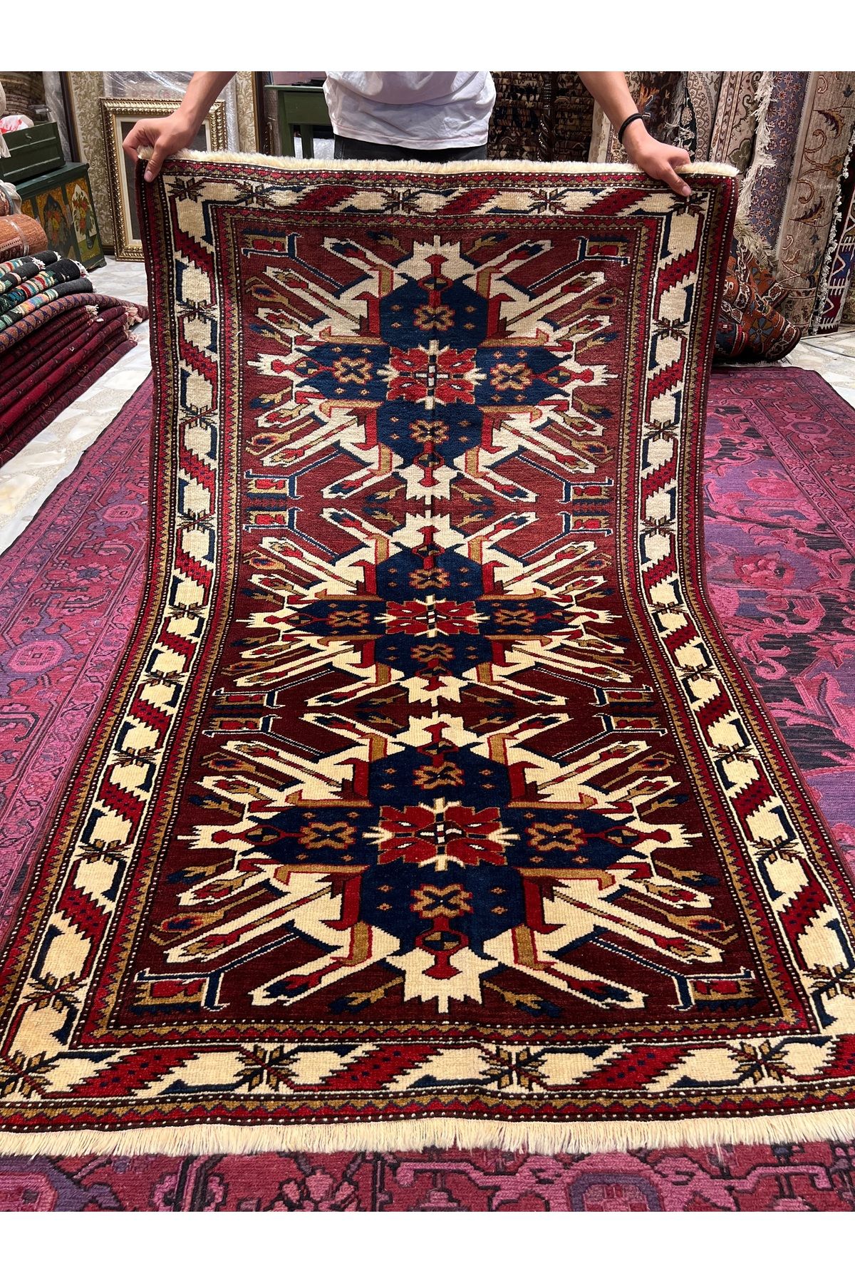 RD RAMAZAN DAĞ EL HALI SANATI El Dokuma Yağcıbedir Halısı Yün Dokuma Ebat 194x118