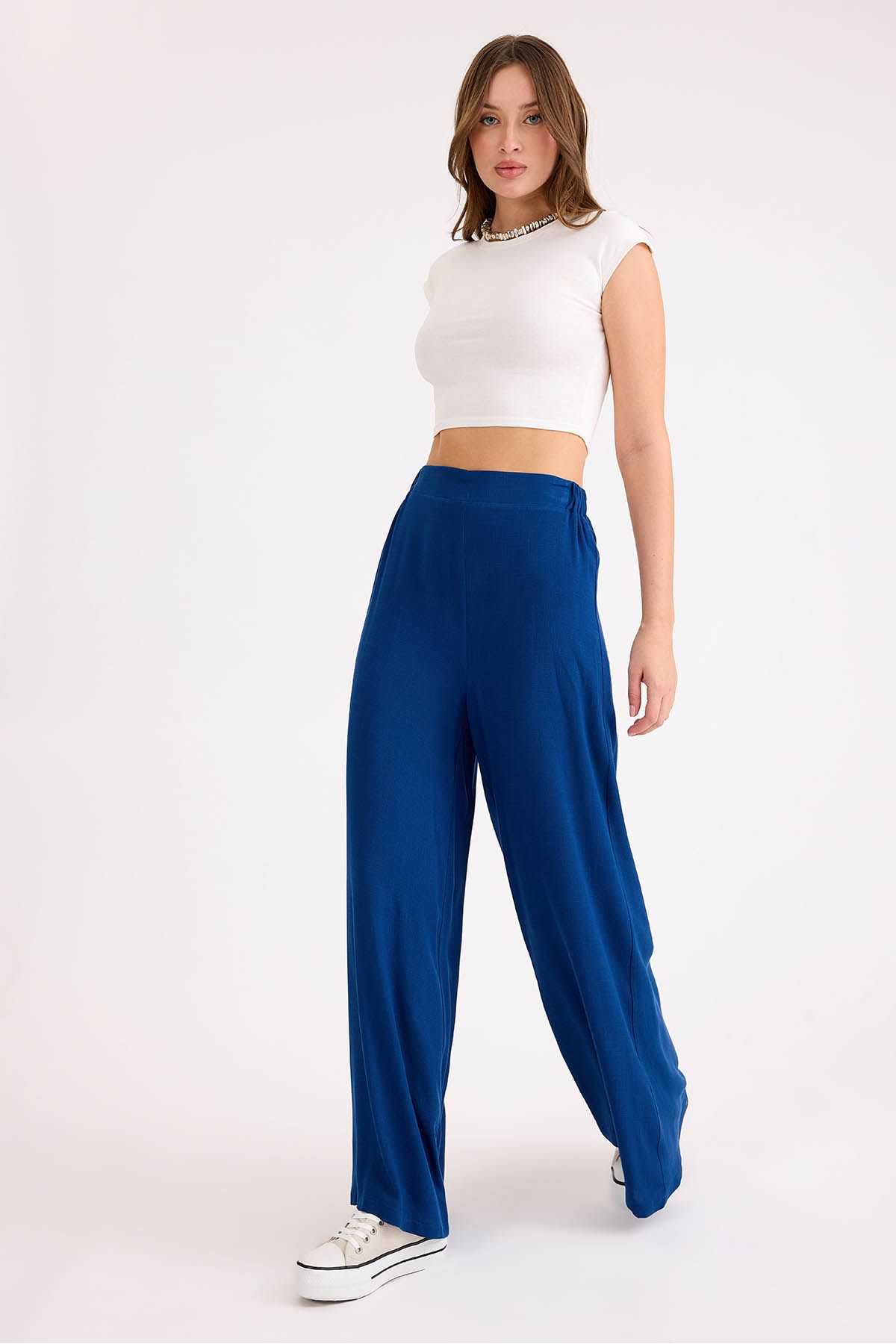 Vitrin-Viscose Linen Casual Trousers with Elastic Back 4