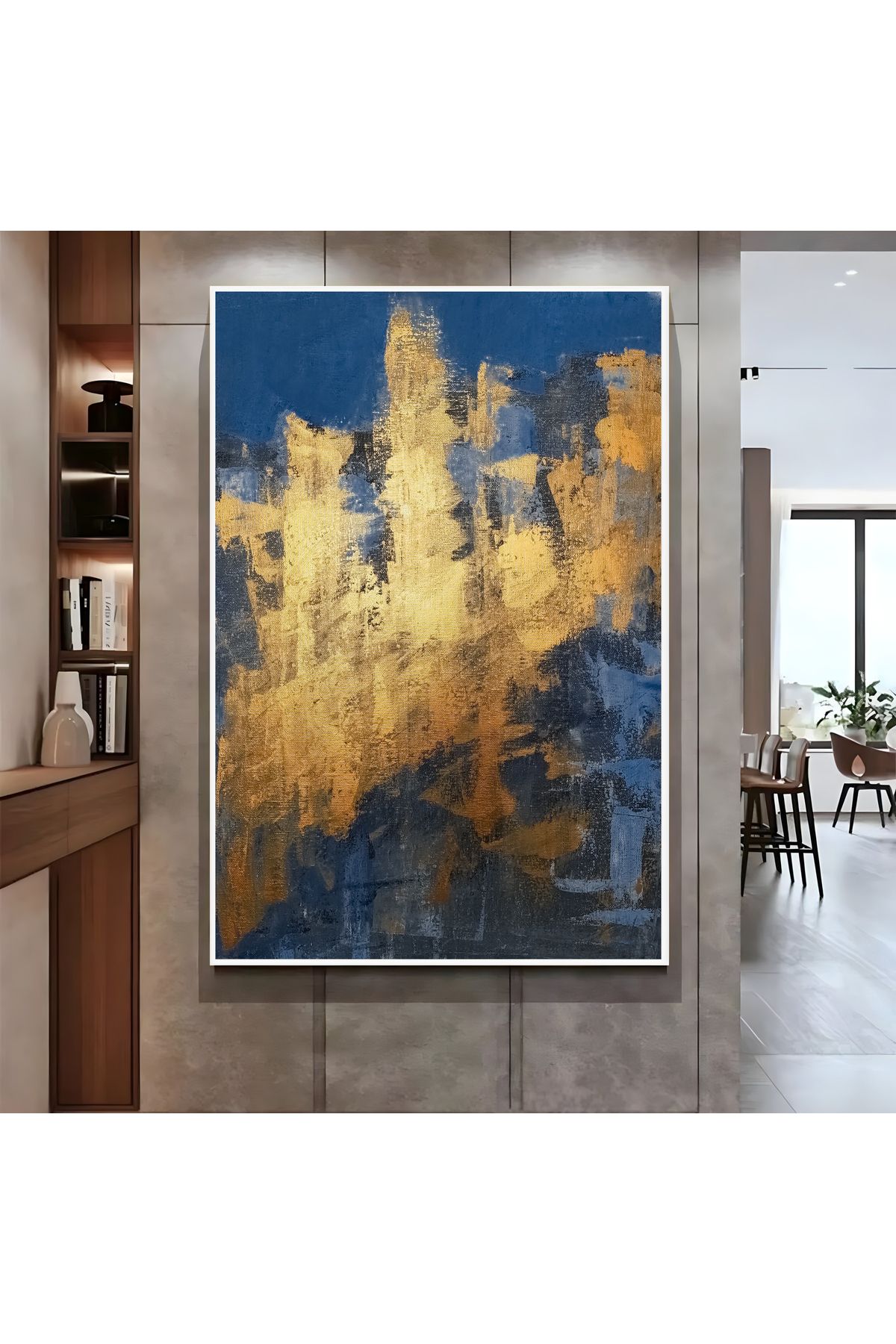 Harikabirev HARİKABİREV|LACİVERT GOLD SOYUT MODEL ( CKD-052) |ÇERÇEVELİ KANVAS TABLO CKDİKEY