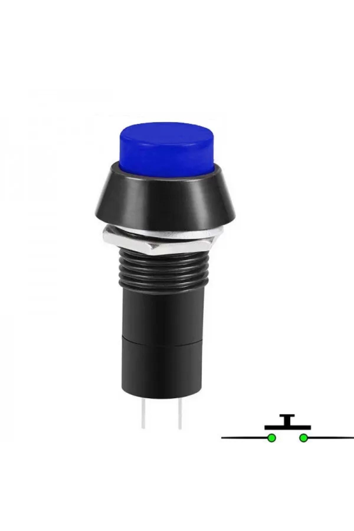TIEE 12mm Push Buton - Normali Açık (NO) - Yaylı PBS-11B - MAVi