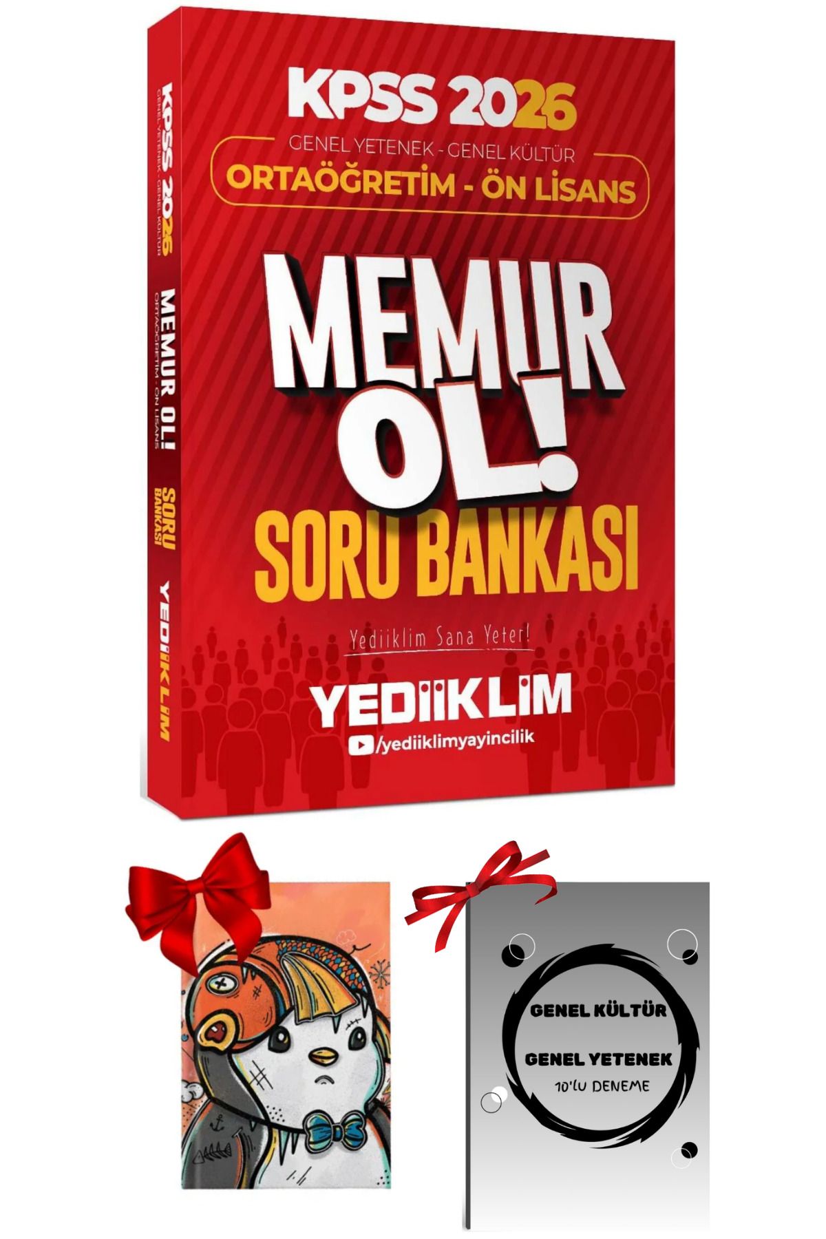 Yediiklim Yayınları 2026 KPSS Ortaöğretim Ön Lisans Genel Yetenek Genel Kültür Memur Ol Soru Bankası Hediyeli Set
