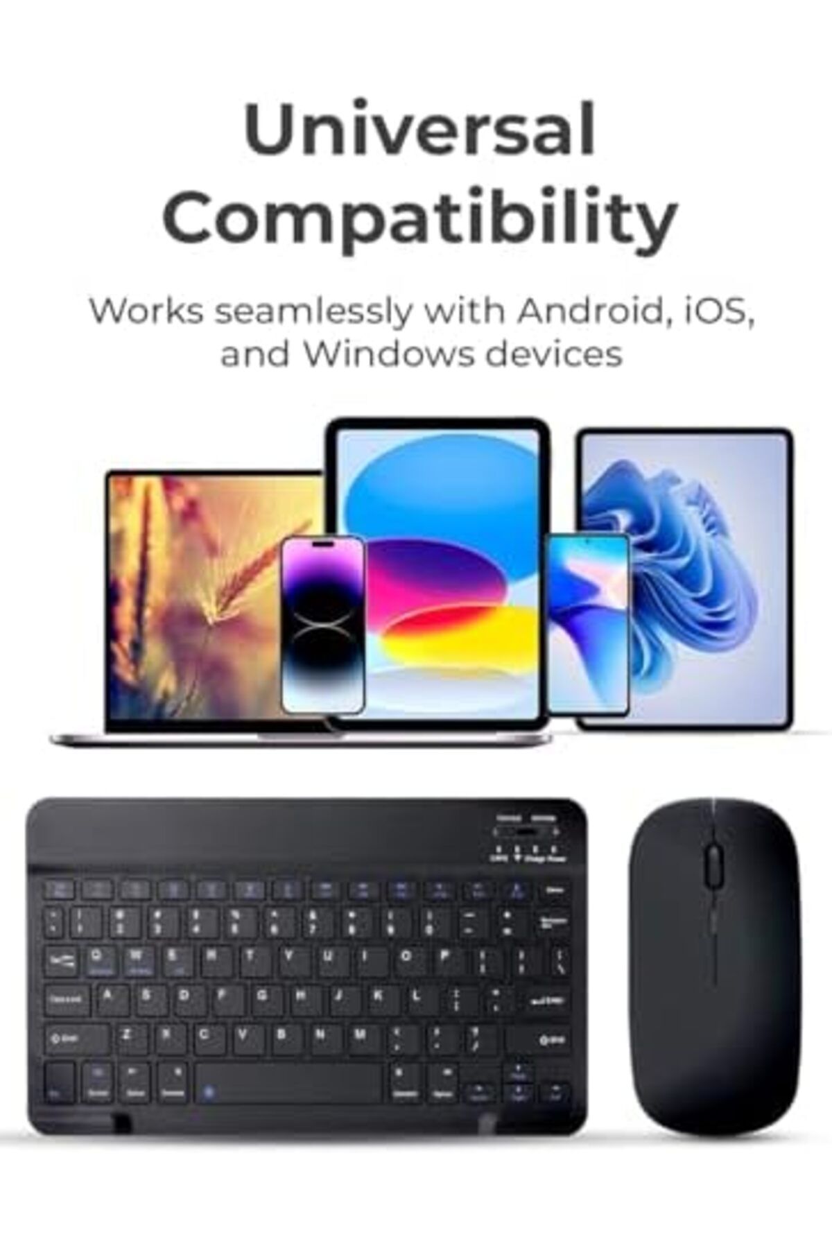 Glassology-Universal Black Wireless Keyboard And Mouse Combo With Dual-language Support 5