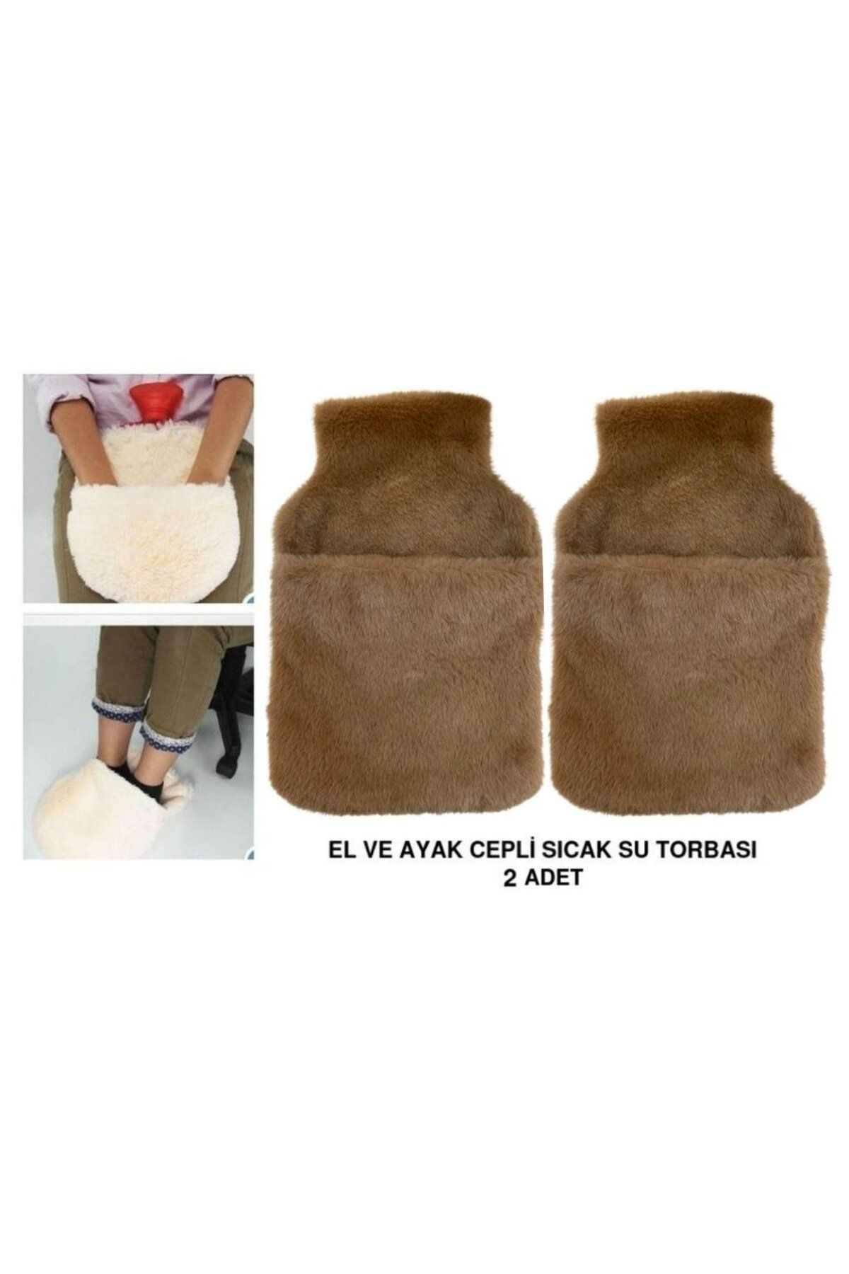 Bosphorus SICAK SU TORBASI 2 ADET,CEPLİ KAHVERENGİ PELUŞ TERMOFOR 32,5x17,5cm 1500 ML