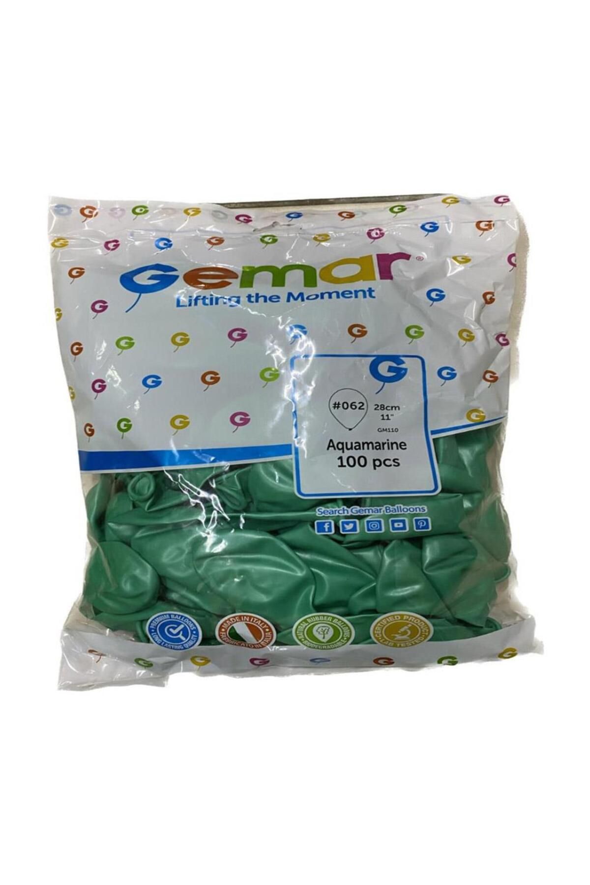 Gemar Parti Doğum Günü Organizasyon Balon - 28 Cm. - Aquamarine Green / Deniz Yeşili - 100 Adet