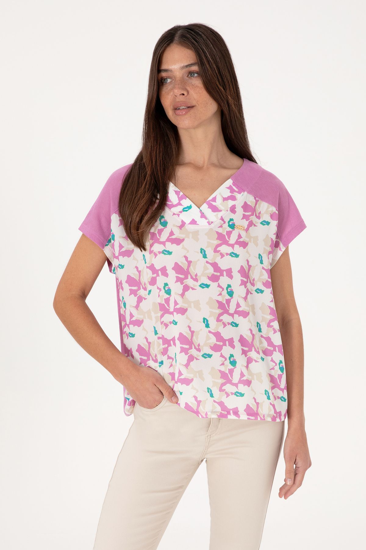 U.S. Polo Assn. Kadın Fuşya Tişört 50301043-VR023