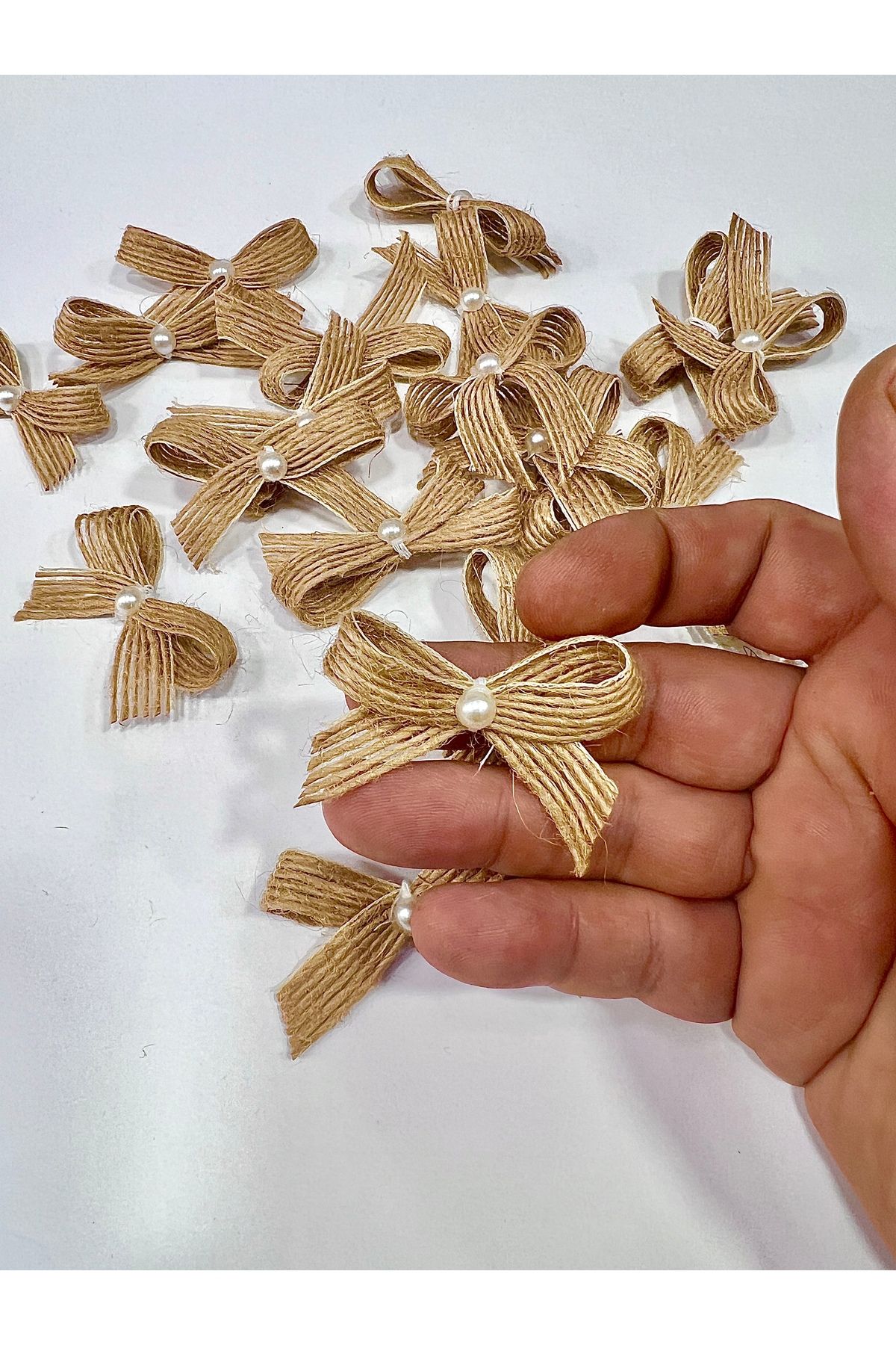 Nikah Şekeri Market Jüt Kurdele İncili Hazır Fiyonk 20 Adet Süsleme Konsept Hediyelik