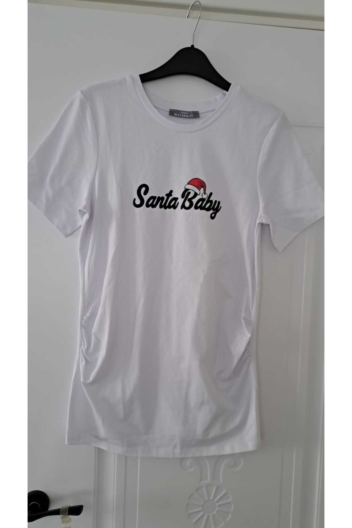 MEGHAN L.A Hamile Önü Baskılı Pamuklu Kumaş Tshirt