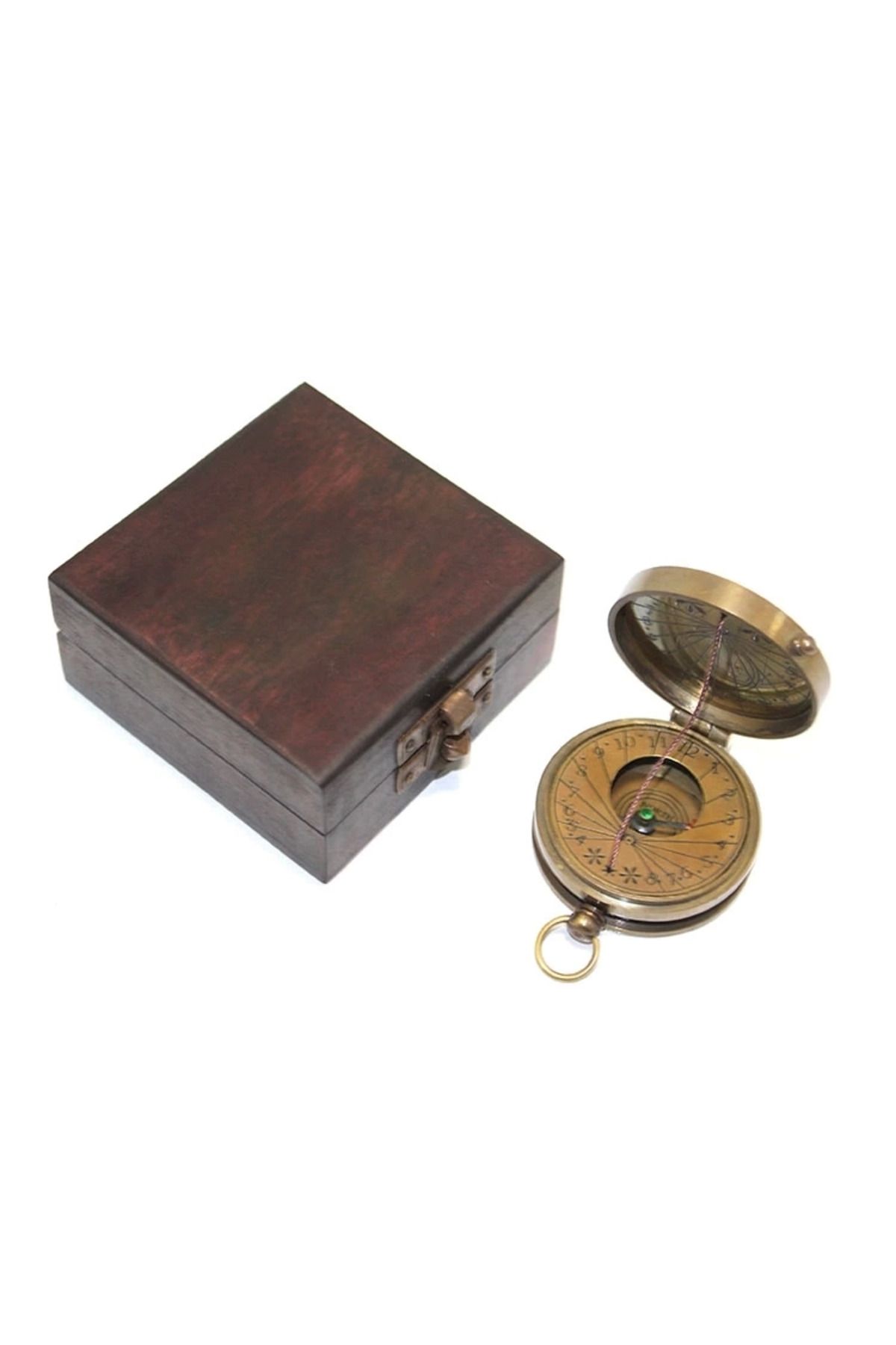 Yuba Avm Ahşap Kutulu Pirinç Pusula Ksk123