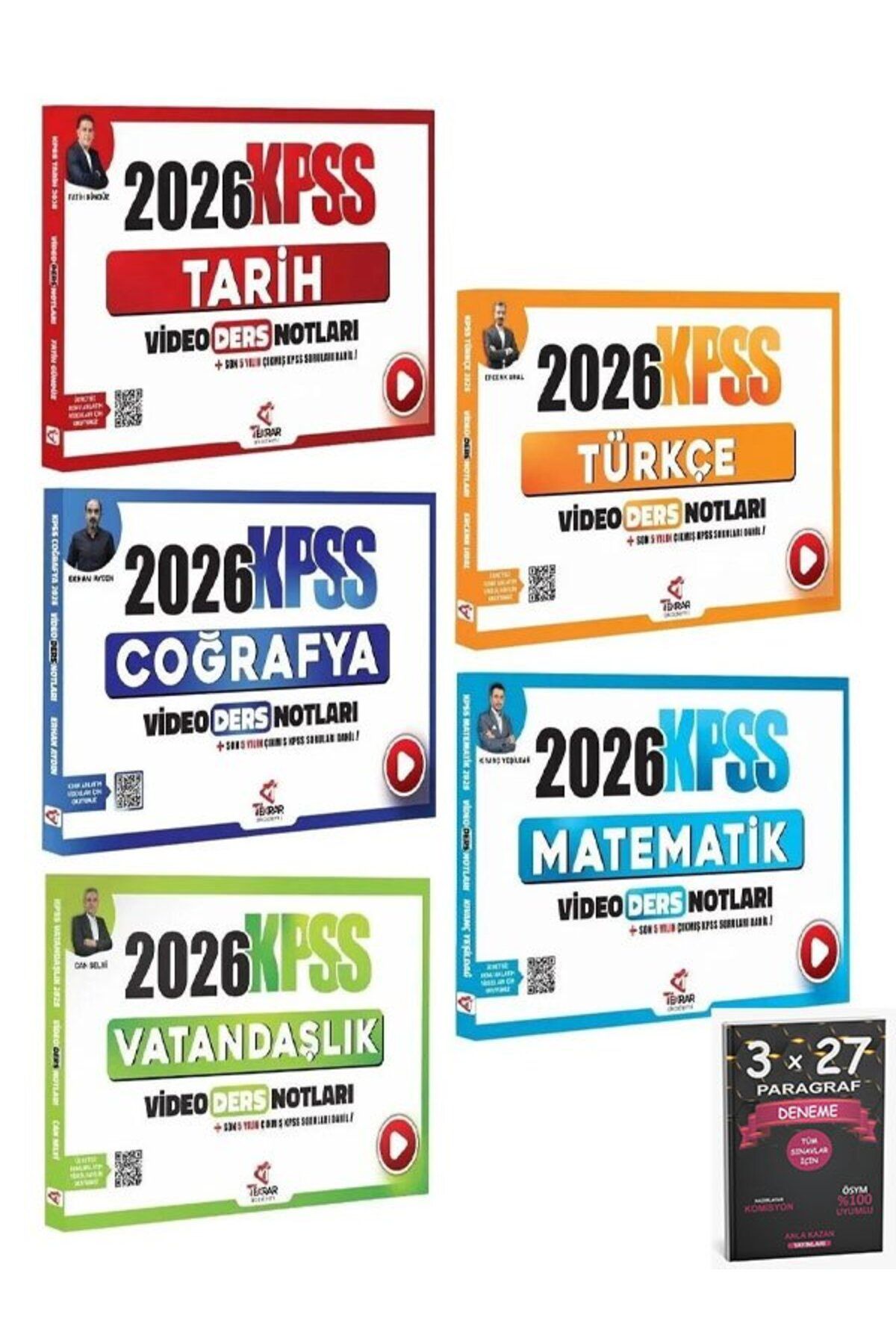 Anla Kazan Yayınları Tekrar Akademi 2026 KPSS Genel Yetenek Genel Kültür Video Ders Notları 5 li Set+Anla KAzan PAragraf