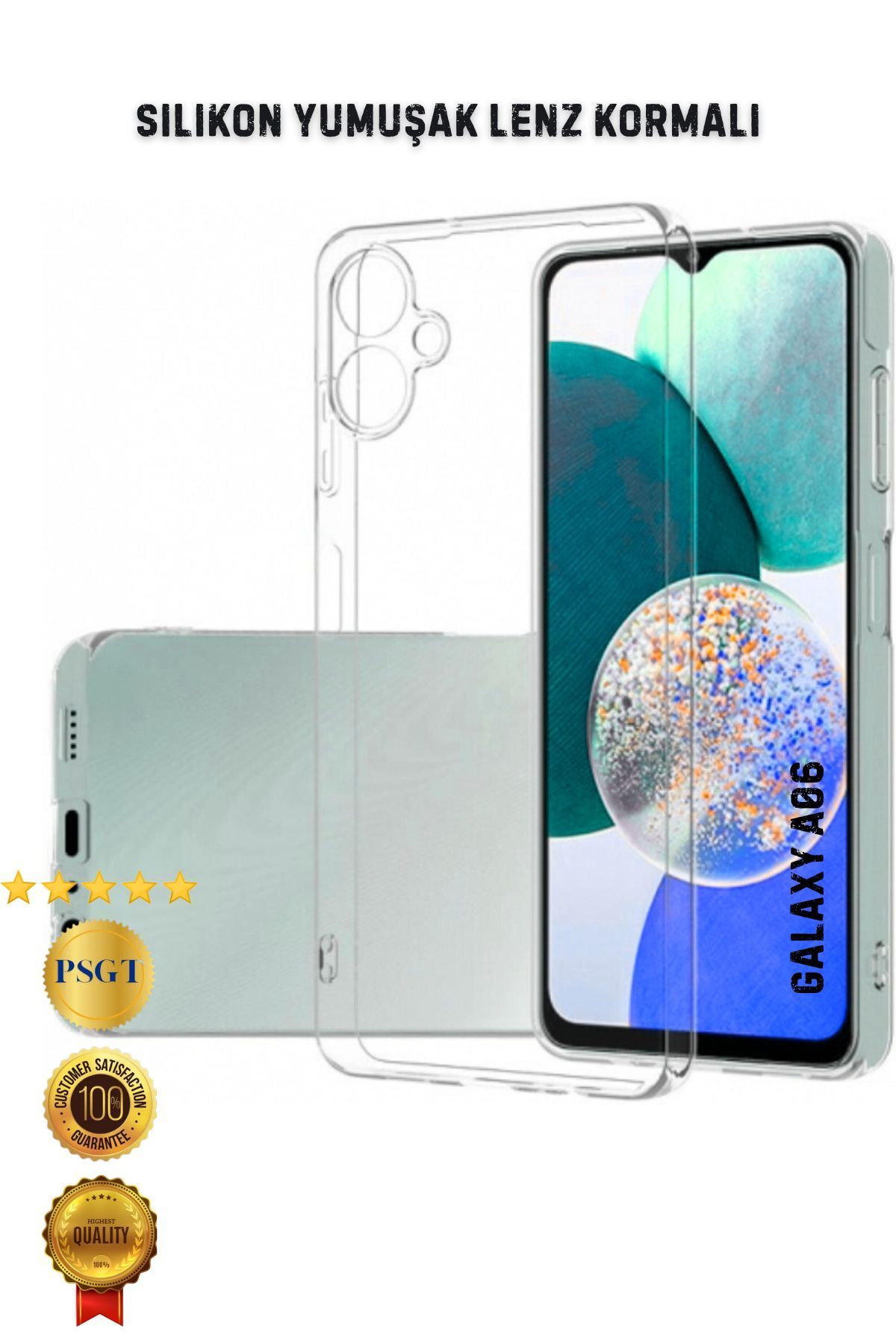 PSGT samsung galaxy ( A06 ) Uyumlu Kılıf Transparent Soft Şeffaf Lenz korumali