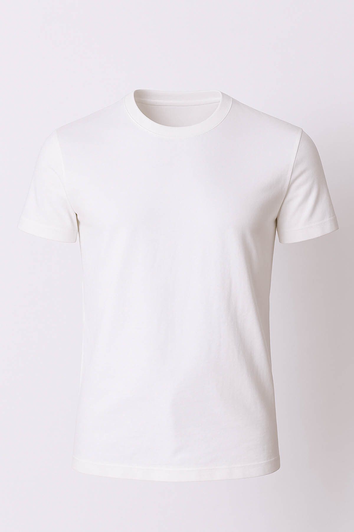 trender O Yaka Ekru Erkek T-Shirt 2143