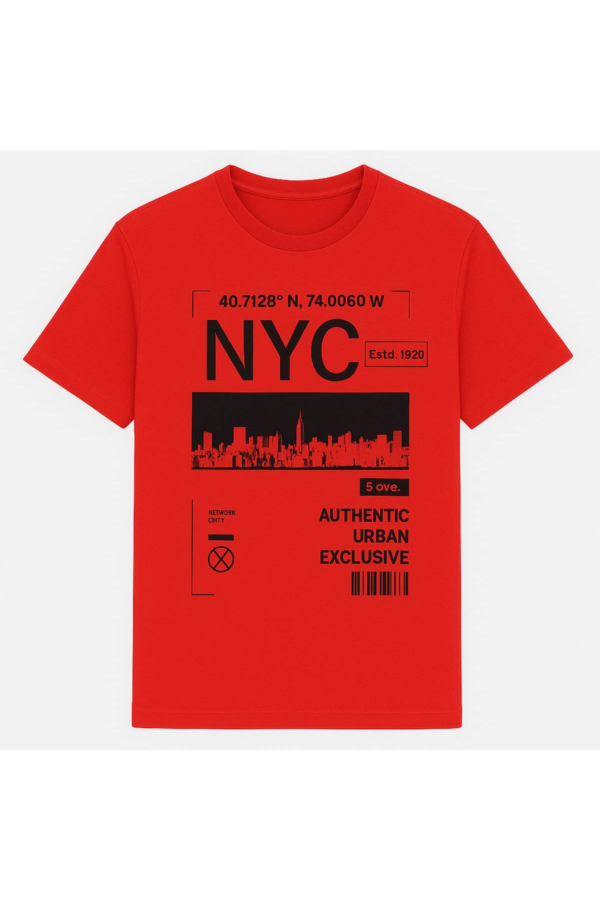 trender Nyc Baskı Kırmızı Erkek T-Shirt