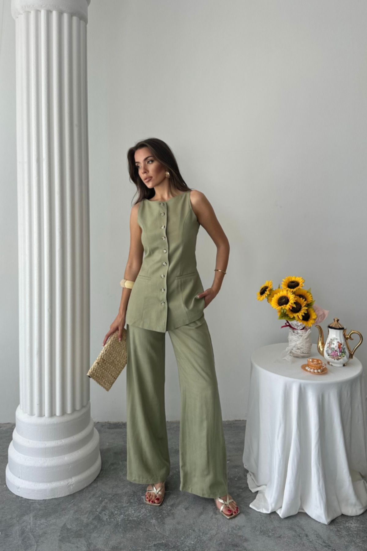 jupiter global bazaar KETEN YELEK - PANTOLON TAKIM - Yeşil