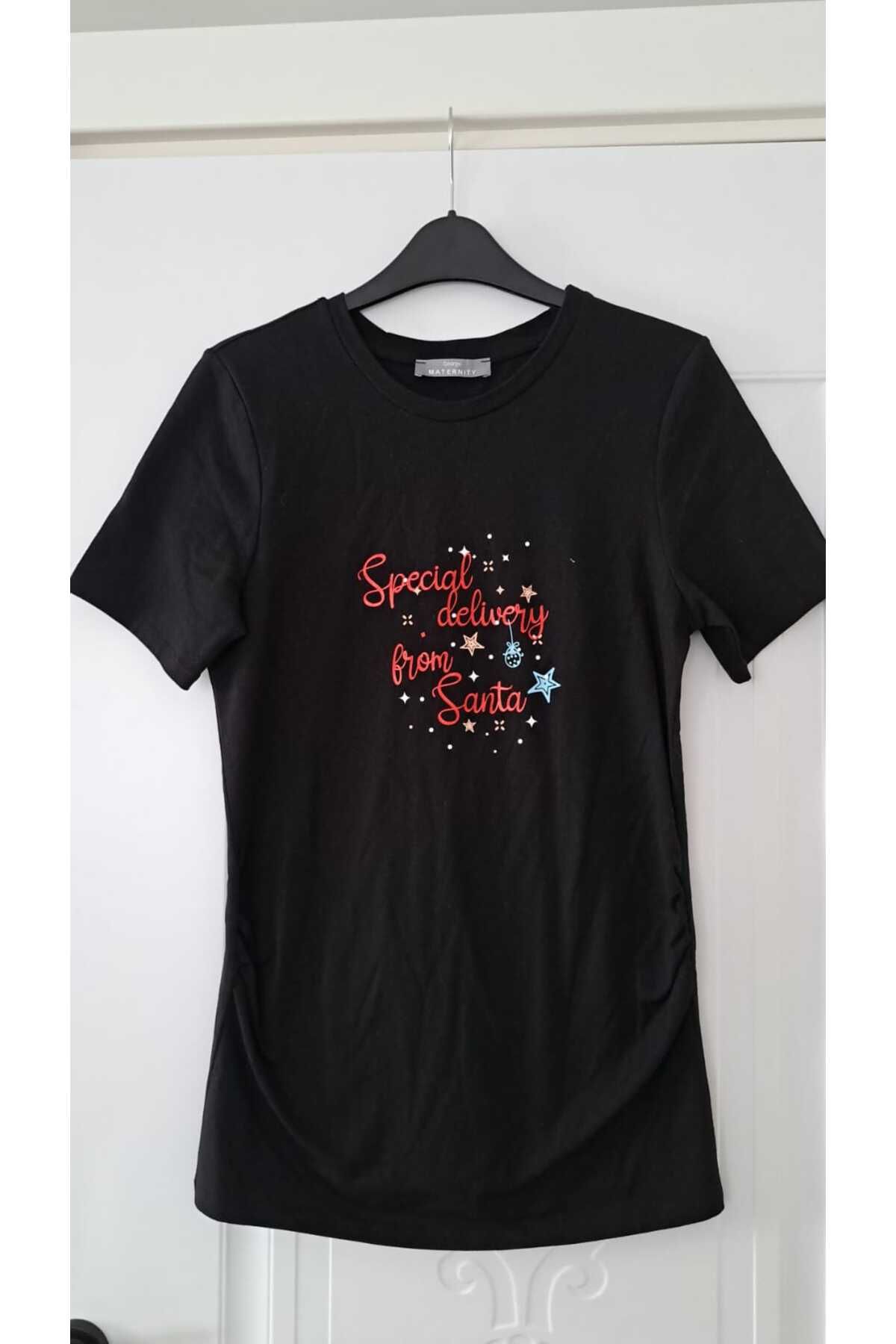 MEGHAN L.A Hamile Önü Baskılı Pamuklu Kumaş Tshirt