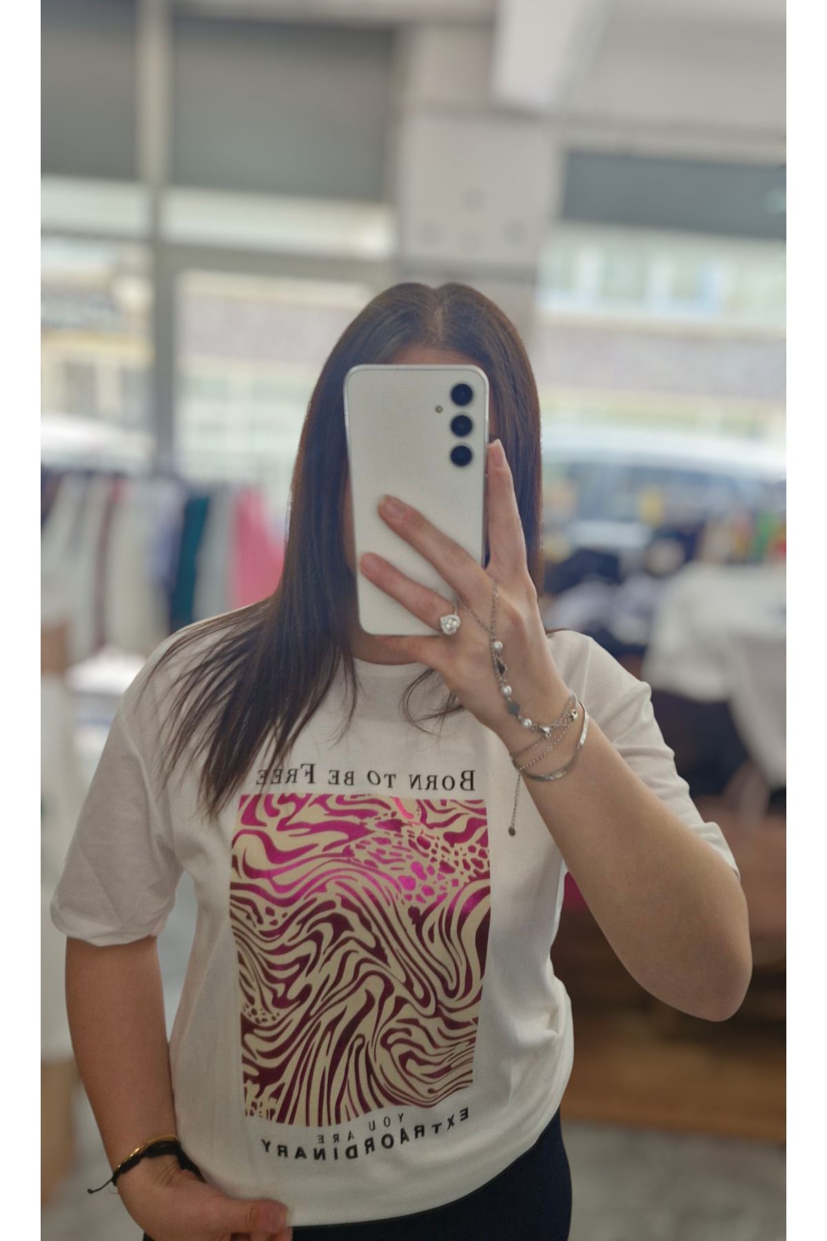 Bluebutik Desenli oversize t-shirt