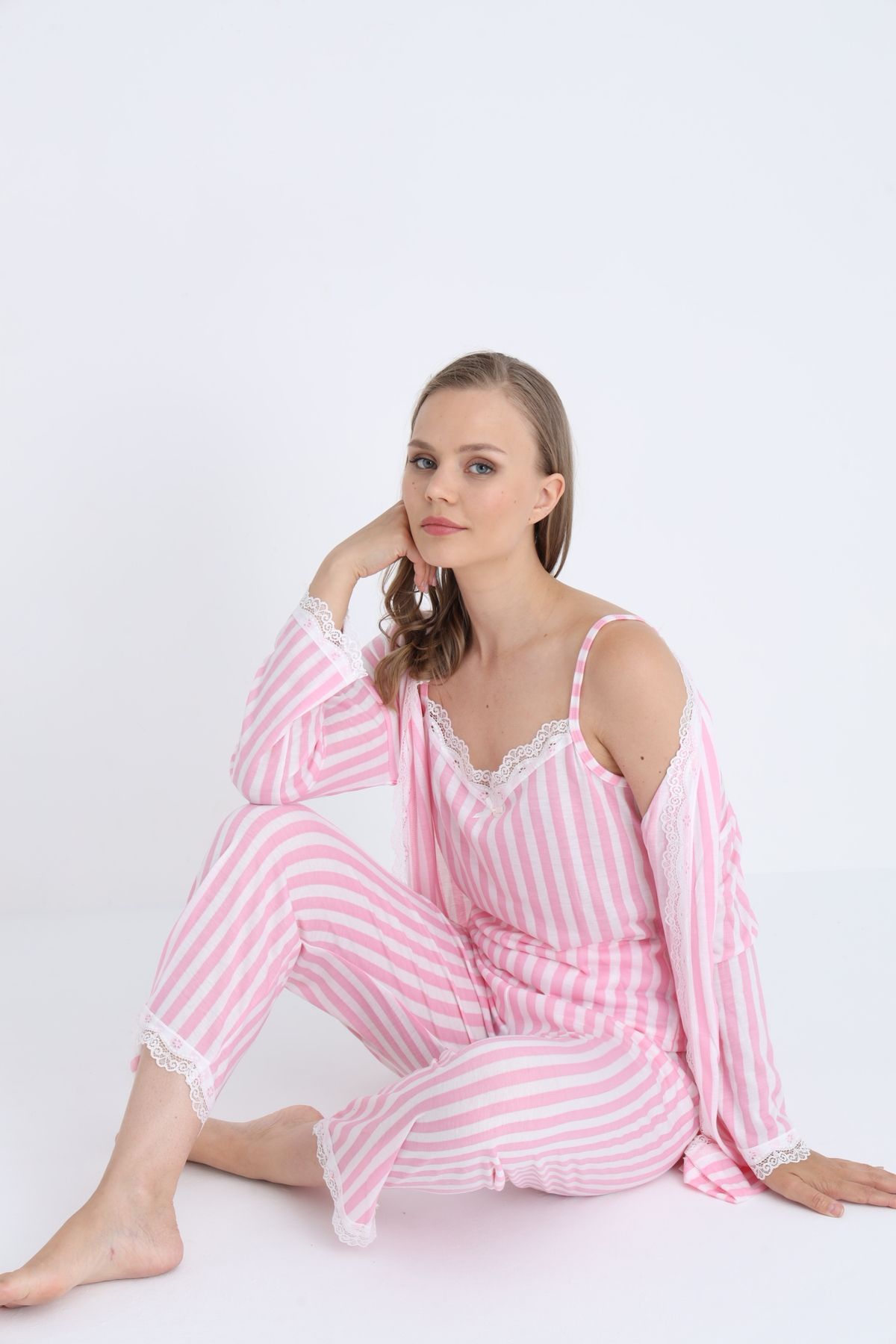 STELLAPİNK Kadın Likralı Pijama Takımı