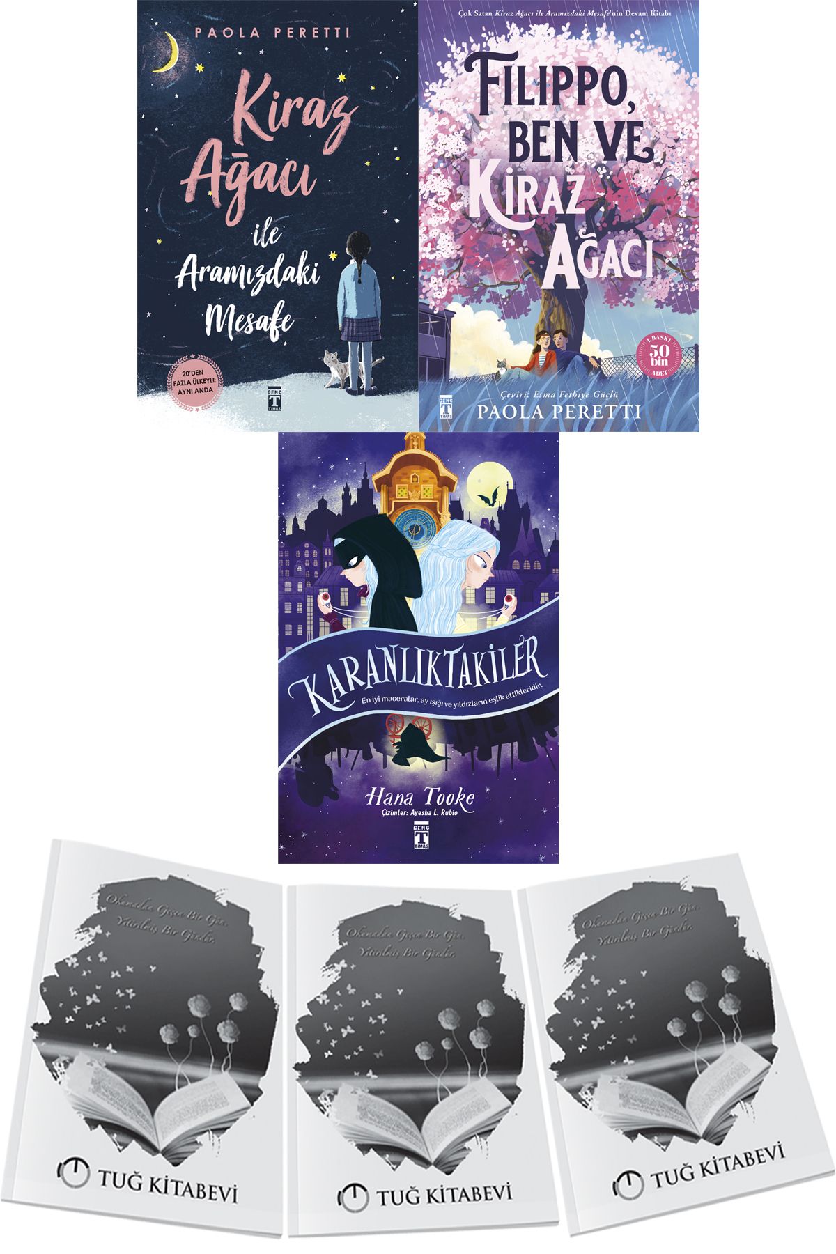Genç Timaş Kiraz Ağacı İle Aramızdaki Mesafe-Filippo, Ben ve Kiraz Ağacı-Karanlıktakiler 3lü Set + Hediyeli