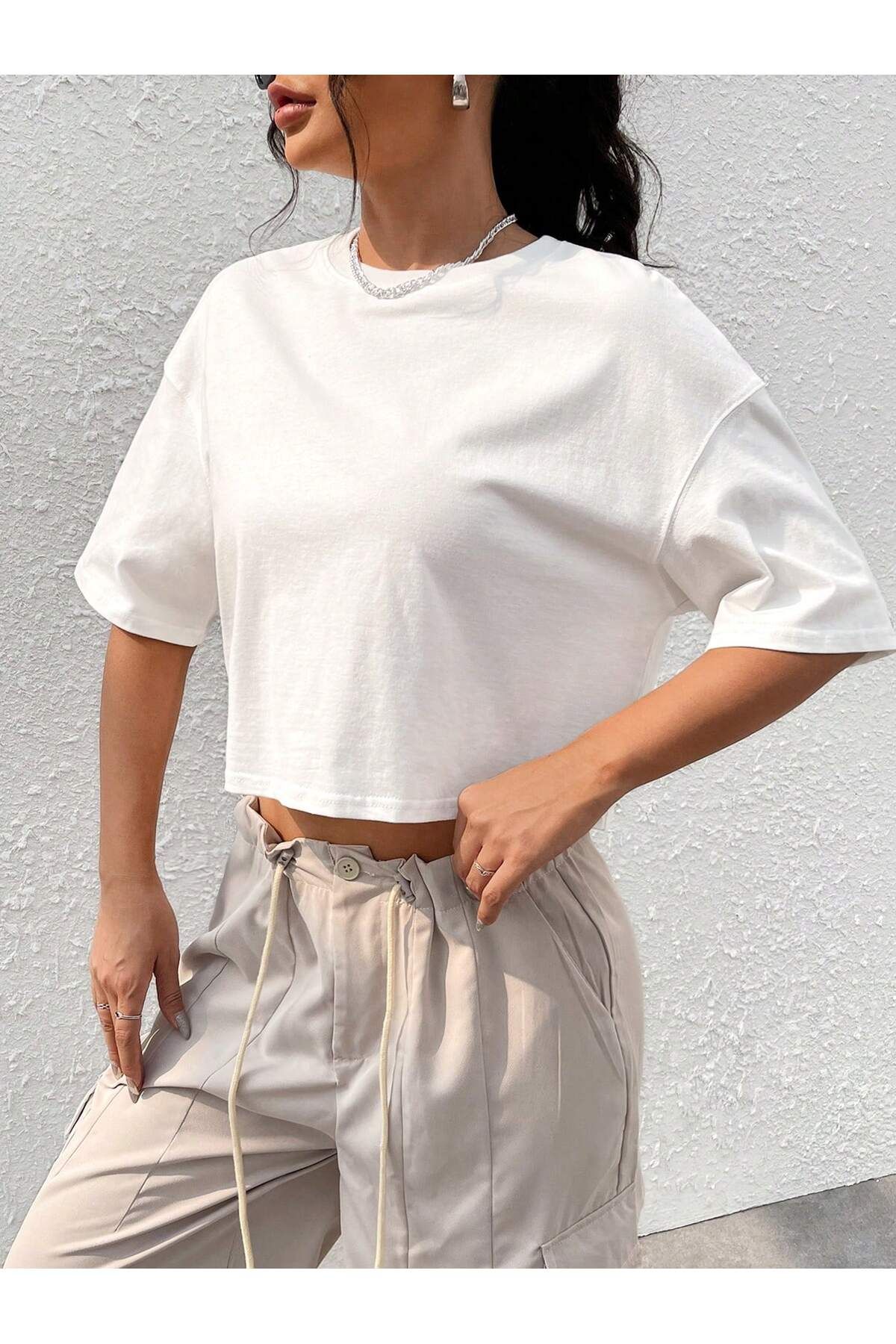 Gollinger KADIN Bisiklet Yaka Crop T-shirt
