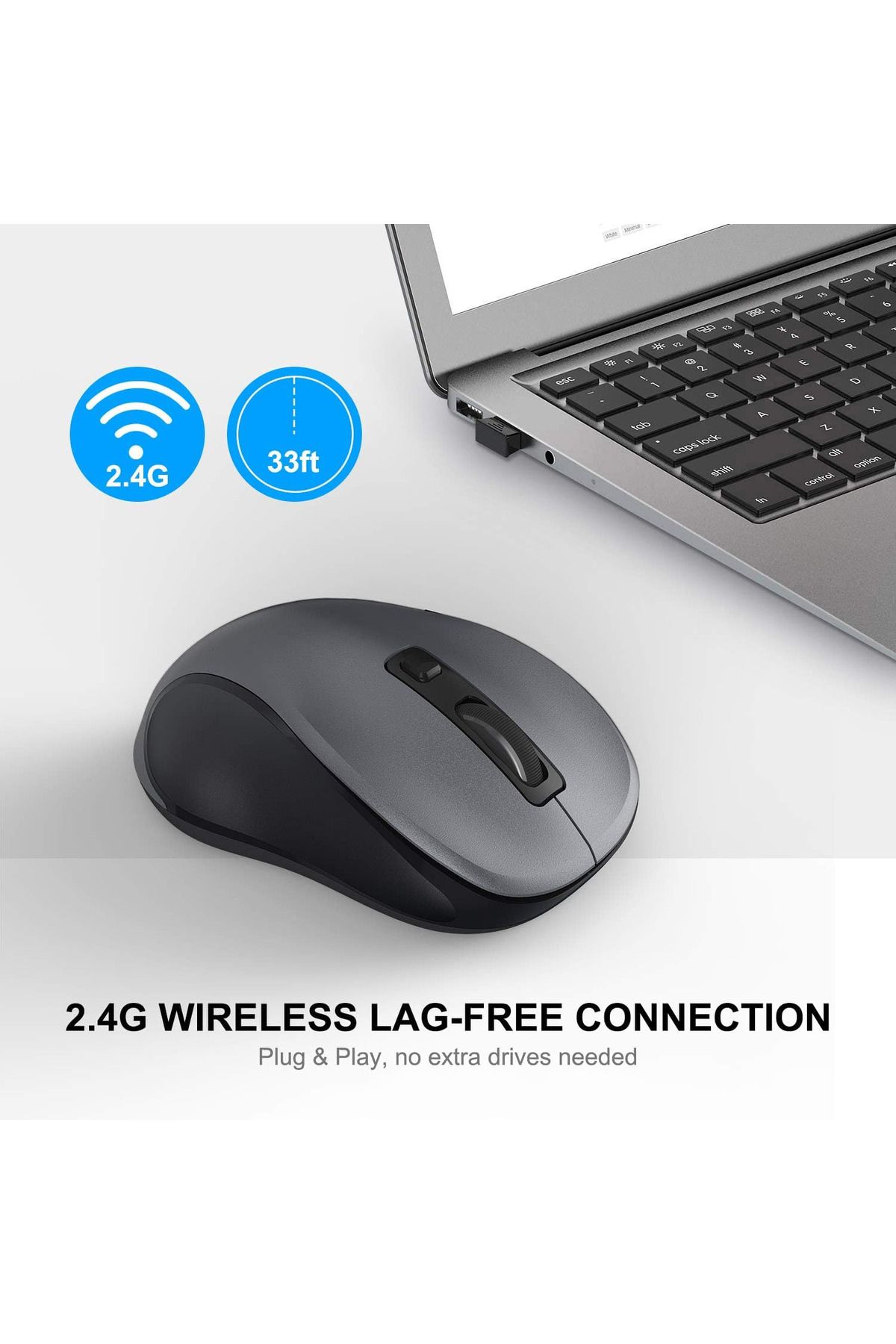 WisFox KABLOSUZ MOUSE 39426-32426-X001662VKR SİYAH GRİ
