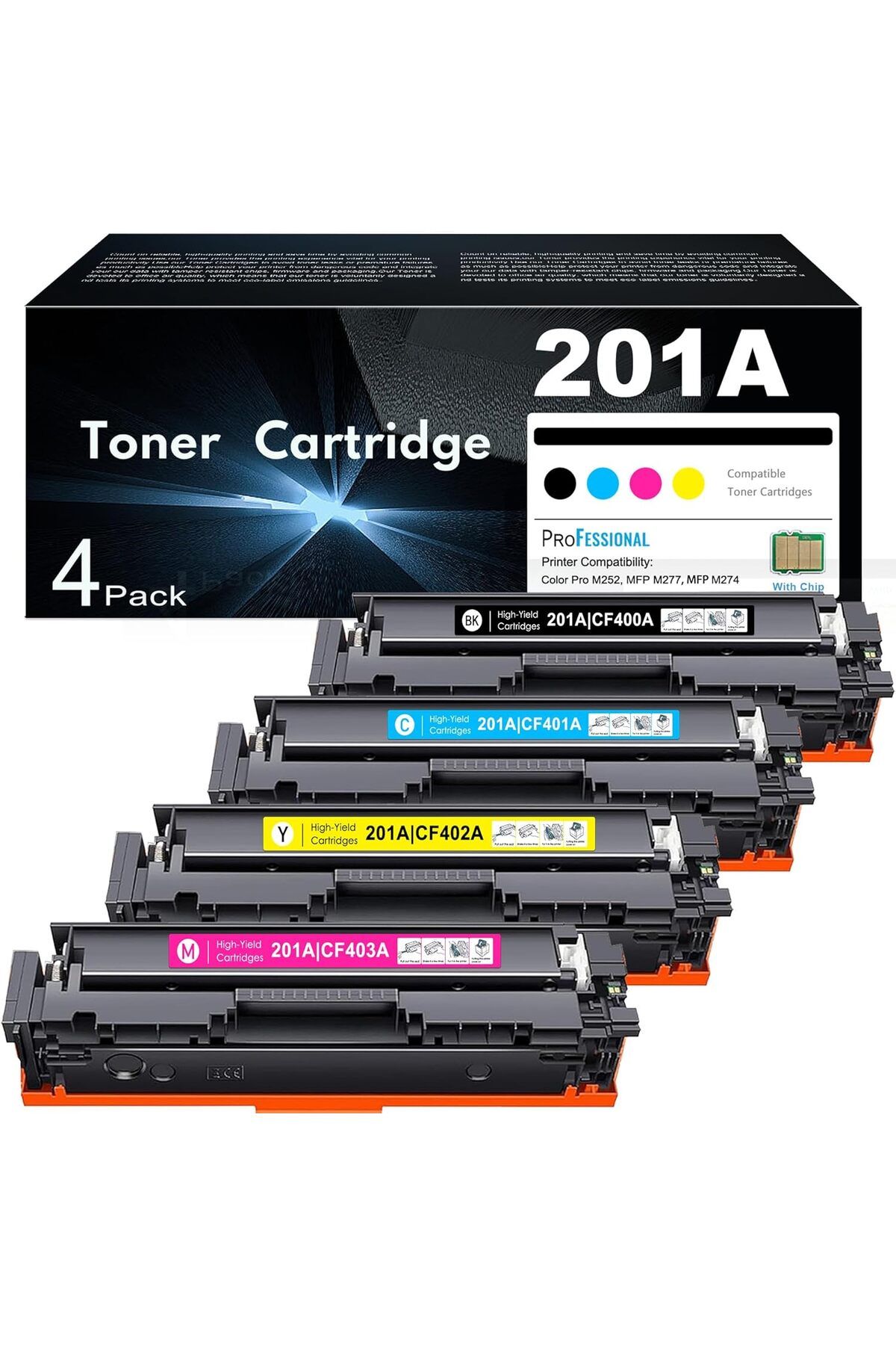 HP 201A MFP M277dw M277c6 M252dw M252n M252 M277 M277n Ink Printer (Black Cyan Yellow Magenta)