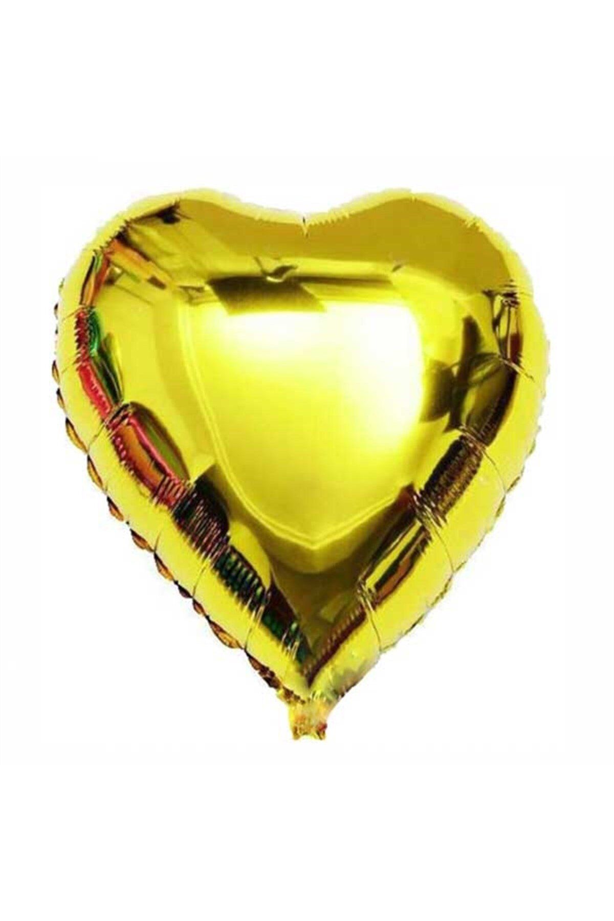 tedaks 1 Adet 24 inç 60 Cm Parlak Folyo Kalp Balon Altın