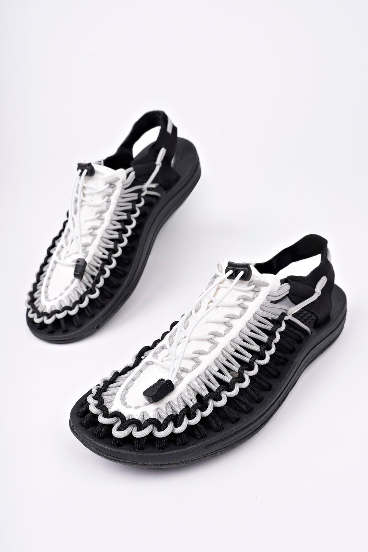Aymood-Elastic Lace-Up Unisex Summer Men's Sandals Women's Slippers Woven Design Beach Sandals Nef 2