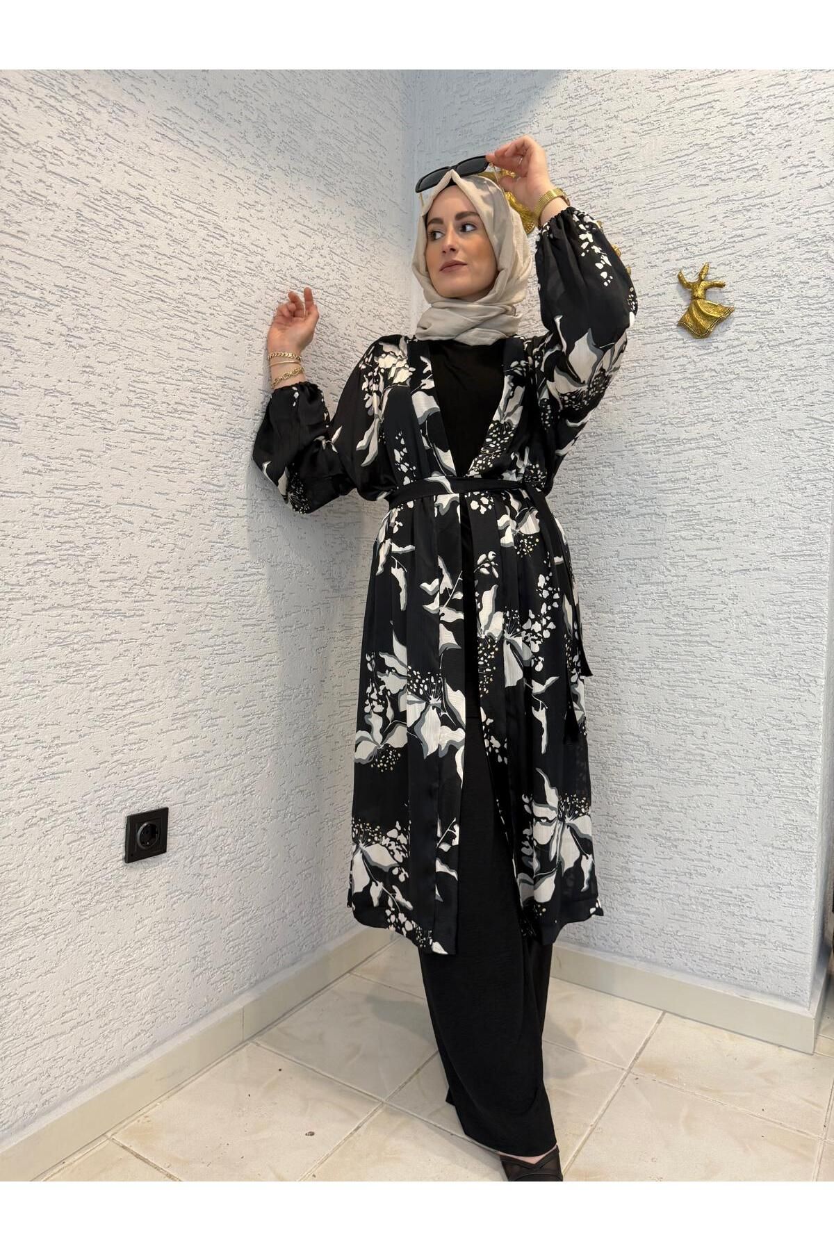 AYSUN AYDEMİR DESENLİ YAZLIK TESETTÜR KİMONO