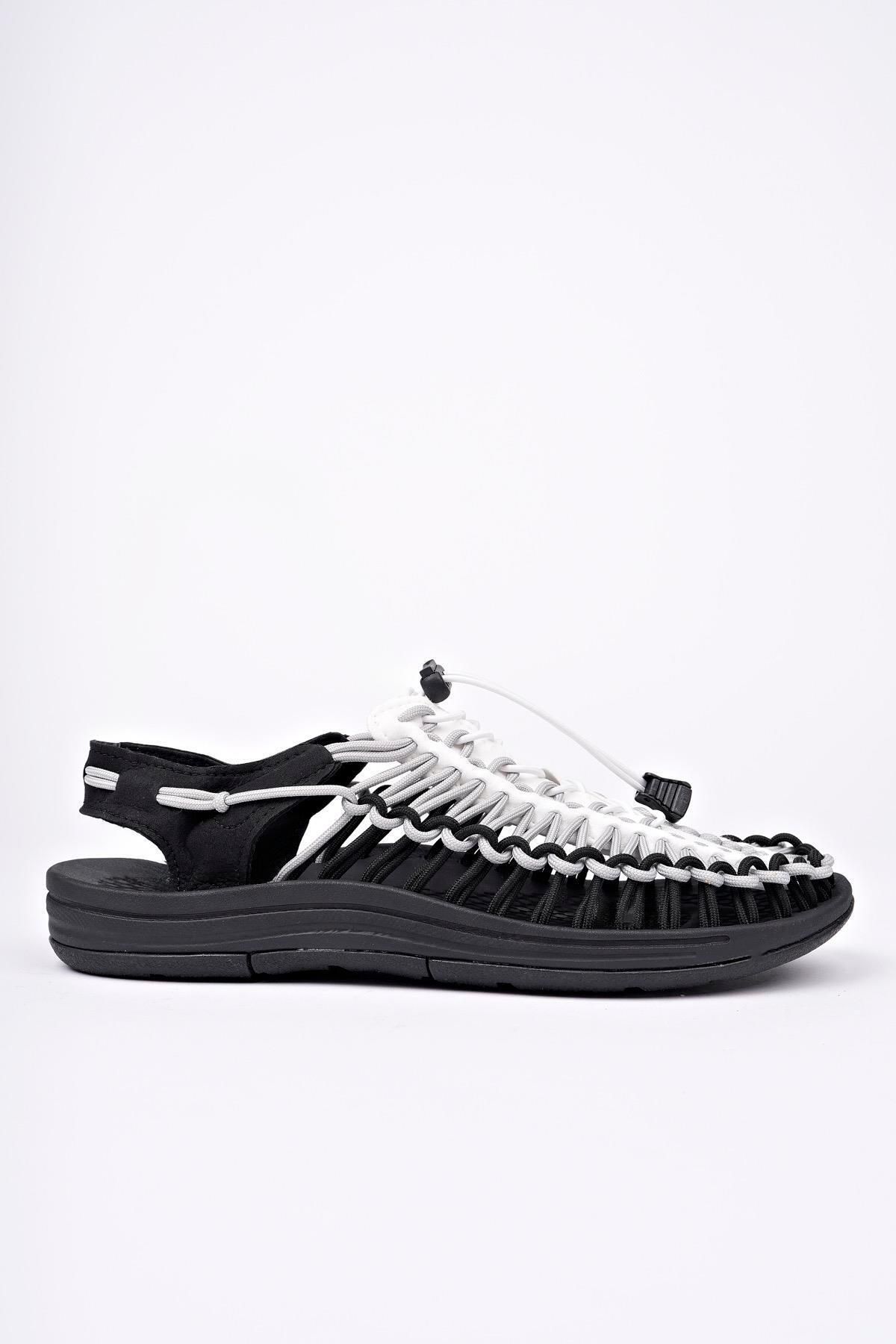 Aymood-Elastic Lace-Up Unisex Summer Men's Sandals Women's Slippers Woven Design Beach Sandals Nef 3