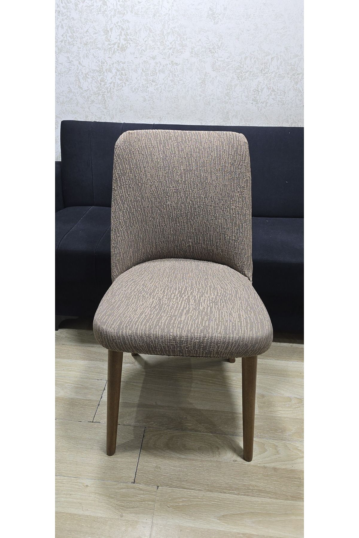 Rişte Home 8 li A Kalite Jakarli Ağaç Desen Yüksek Kaliteli Esnek Lastikli Oval Sandalye Kılıfı 8 Adet