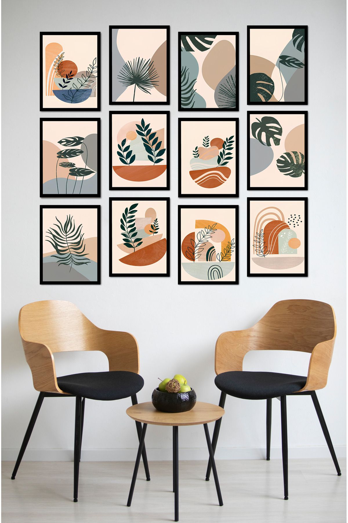 kutuTR Dekorize Mdf Tablo Seti 12 Parça - Salon Oturma Odası İçin Duvar Dekoru Çerçeve Görünümlü ONK SERİ
