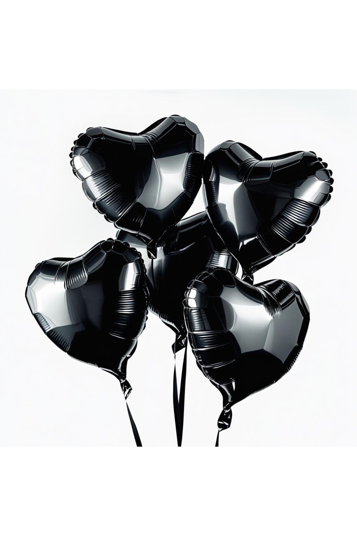 tedaks 5 Adet 18 İnç 45 Cm Kalp Folyo Balon Siyah