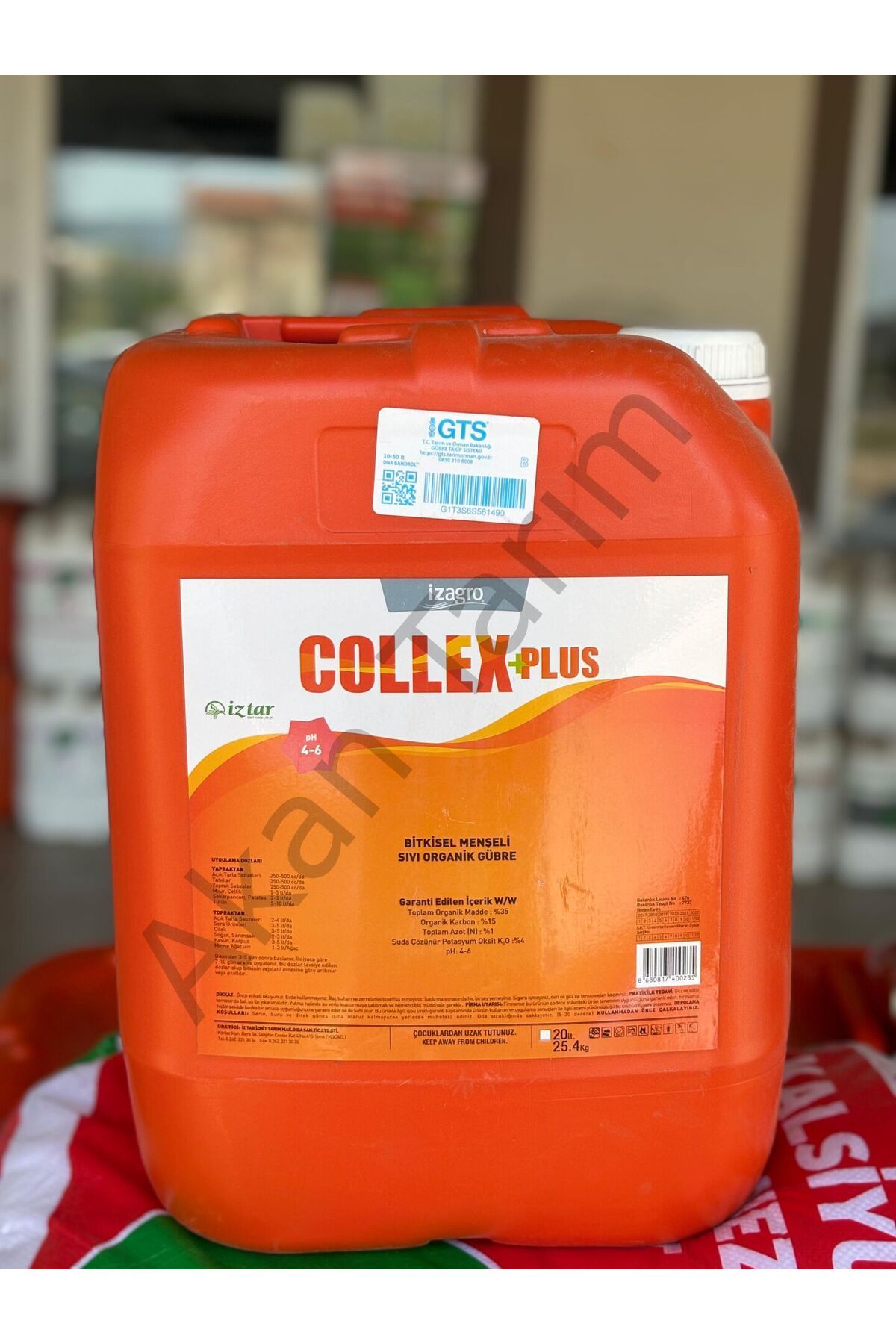 İZTAR ORGANİK GÜBRE İZAGRO Collex Plus Potasyum Katkılı Bitkisel Menşeili Sıvı Organik Gübre 20 Litre