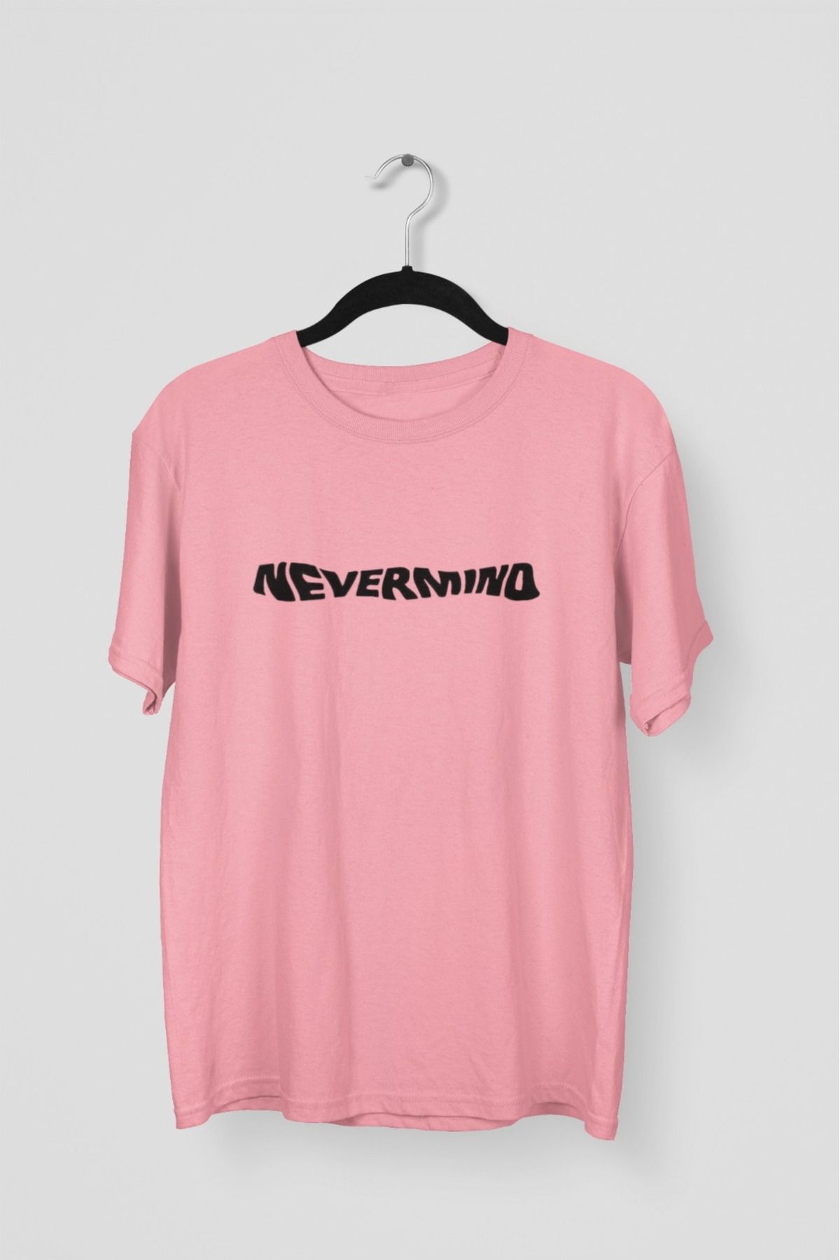 Butik ERKEK/KADIN -NEVERMIND- TRANSFER BASKILI YUVARLAK YAKA KISA KOL TİŞÖRT