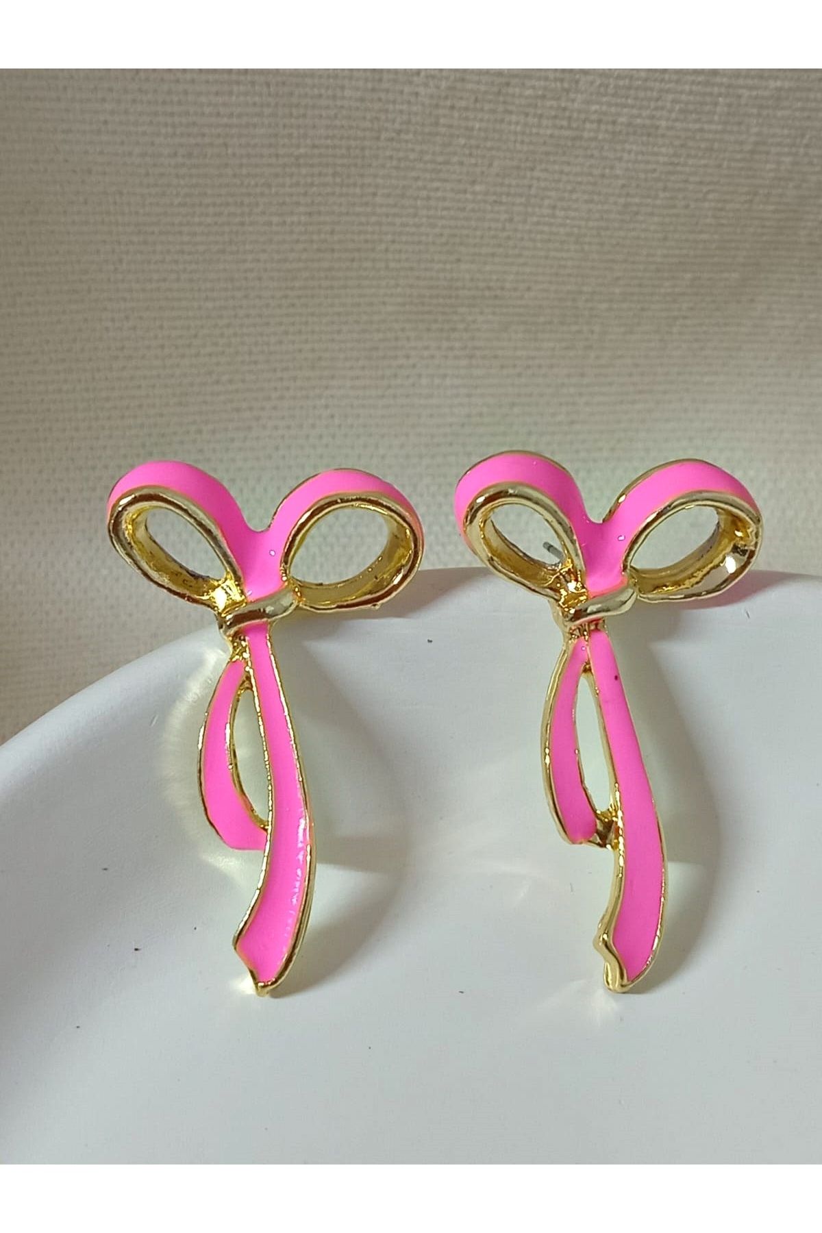 mos&more-Pink Bow Stylish Women's Earrings 1