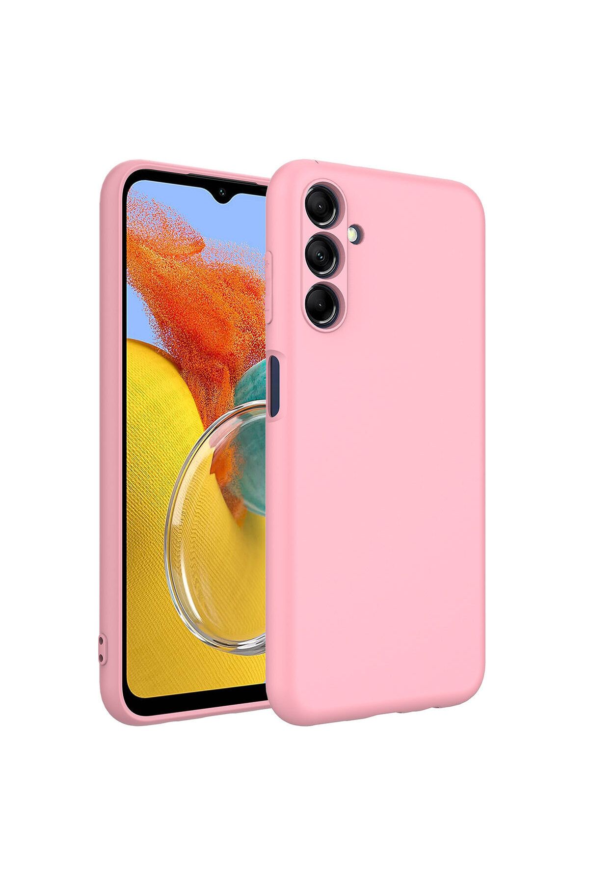 Nevarium Samsung Galaxy M14 Kılıf Lansman İçi Kadife Kamera Korumalı Mara Silikon Kılıf - Pembe