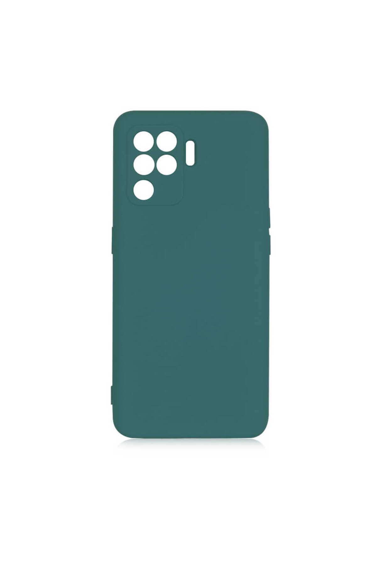 Nevarium Reno 5 Lite Kılıf Lansman İçi Kadife Kamera Korumalı Mara Silikon Kılıf - Koyu Yeşil