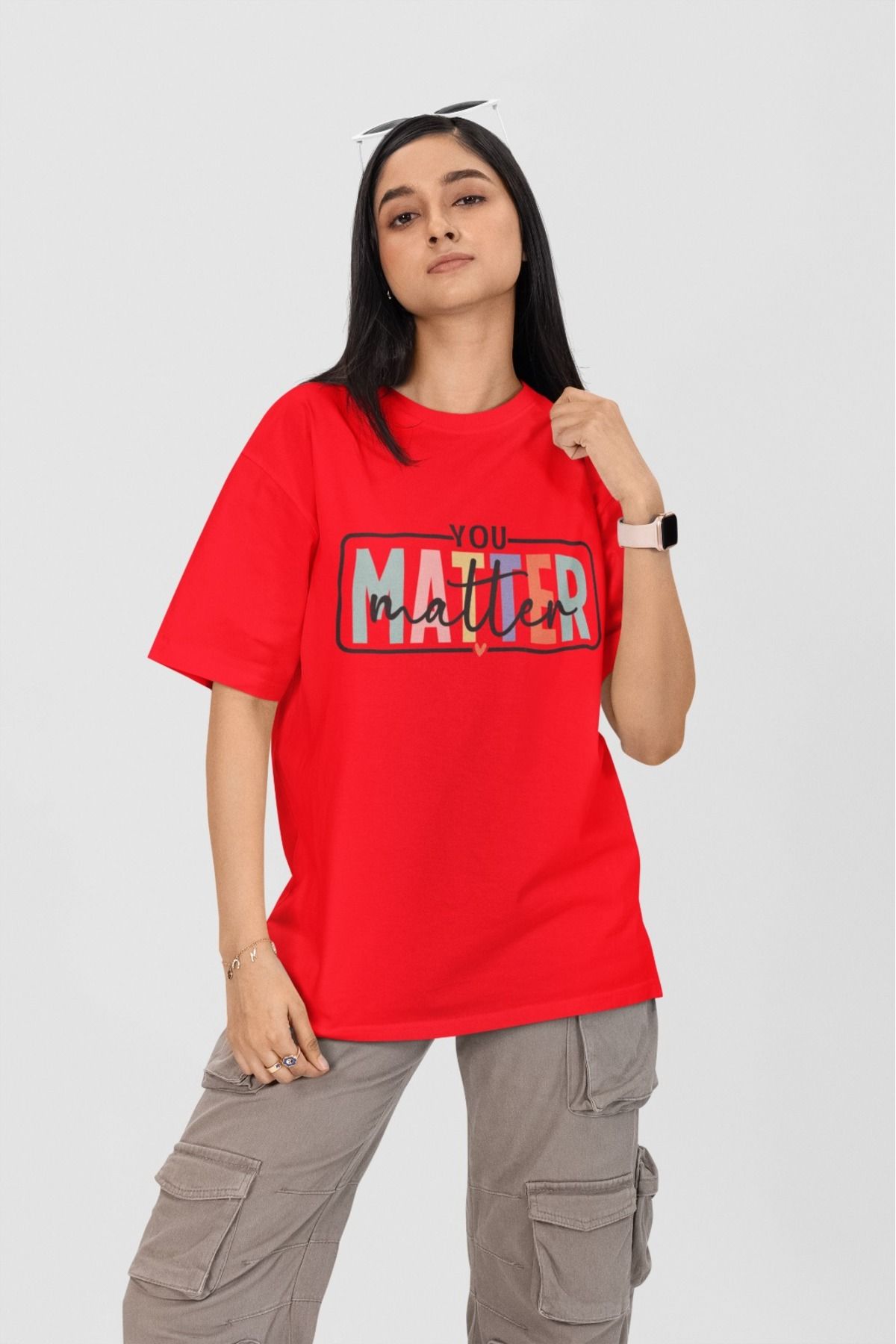Butik %100 PAMUK ERKEK/KADIN -YOU MATTER- TRANSFER BASKILI YUVARLAK YAKA KISA KOL TİŞÖRT