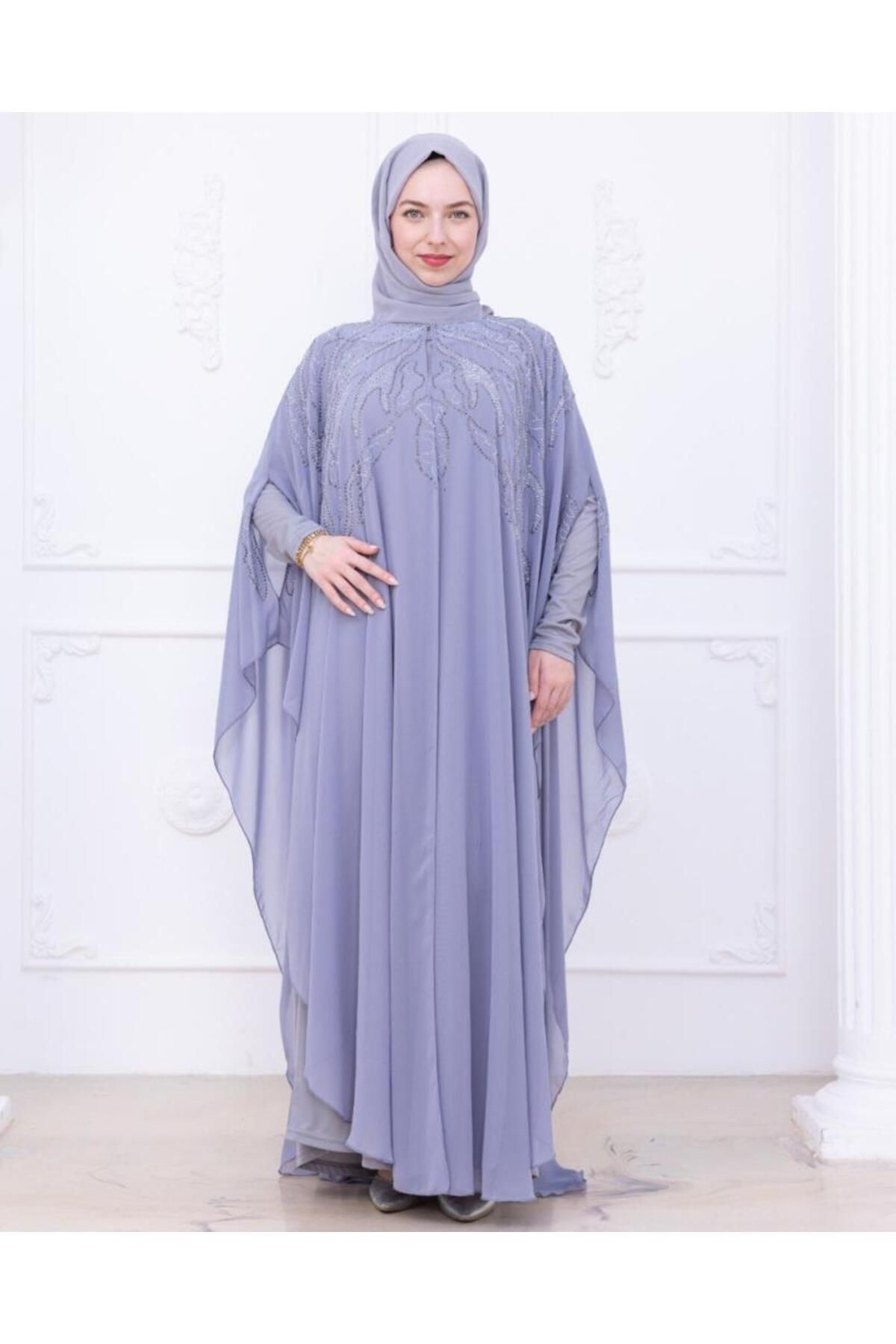 Tebrikler tekstil kadın şık 2 parçalı kaftan model 4467