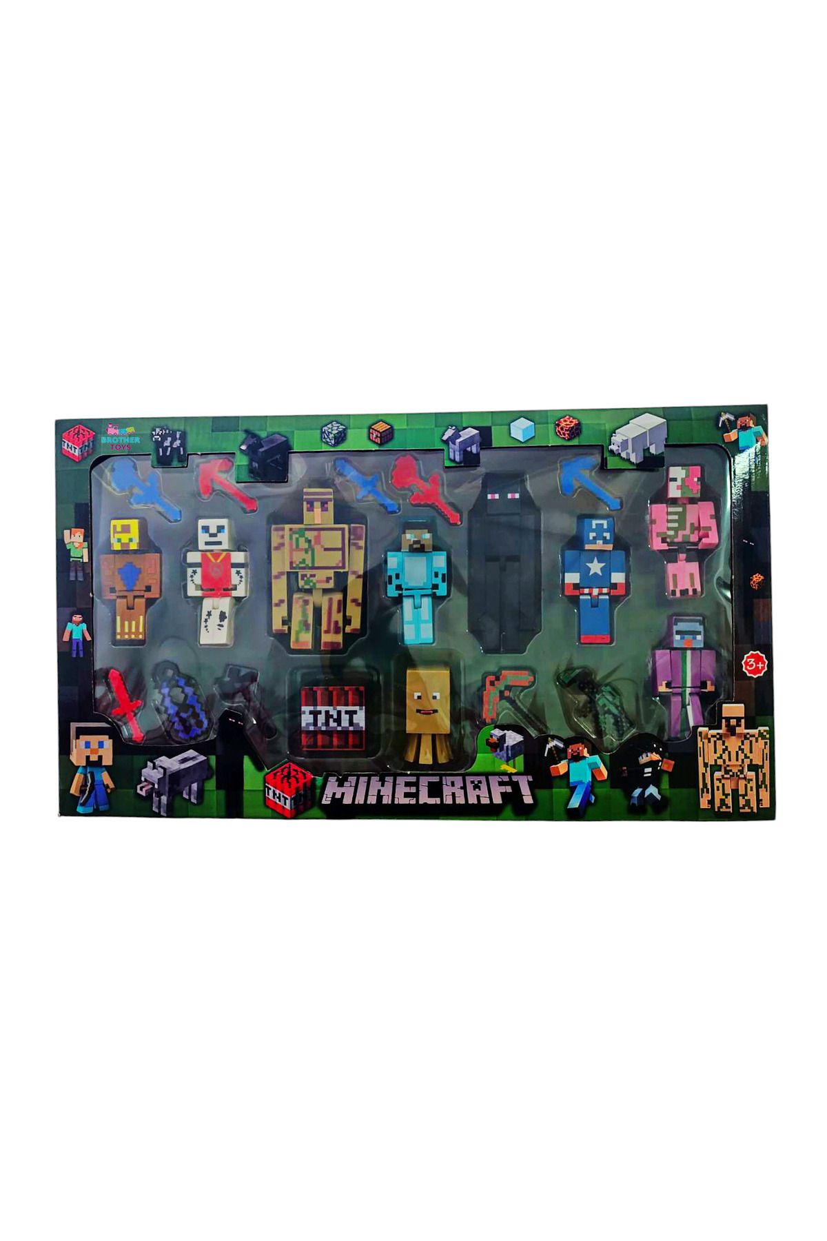 Brother Toys Minecraft 20 Parça Figür Oyuncak Enderman Steve Herobrine Domuz Adam Demir Golem