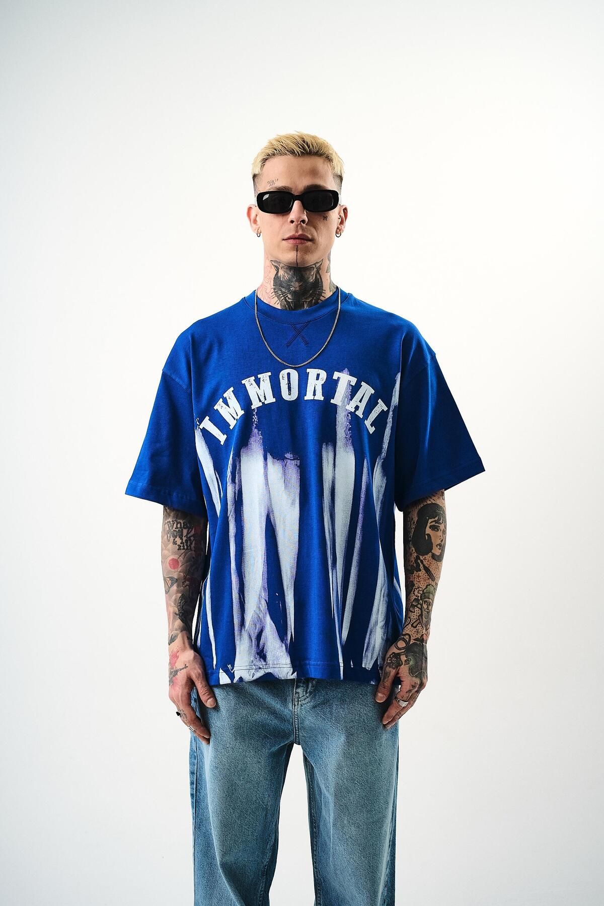 Respire Erkek İmmortal Baskılı Oversize T-Shirt Saks