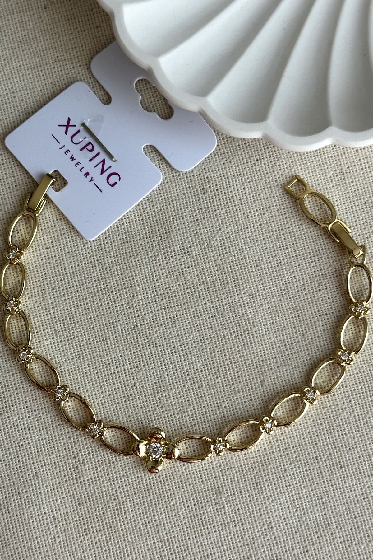 Modacaprea Xuping 17+2 cm Oval Taşlı Zincir Kadın Bileklik Kadın Karamaz Bileklik Xuping Bileklik