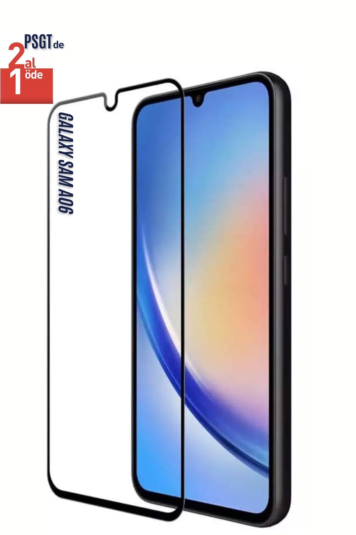 PSGT 2Adet Samsung Galaxy A06 Tam Kaplayan Temperli Cam Ekran Koruyucu